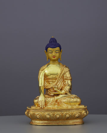 Exquisite 24K Gold Gilded Sakyamuni Buddha Statue | The Enlightened One in Meditation