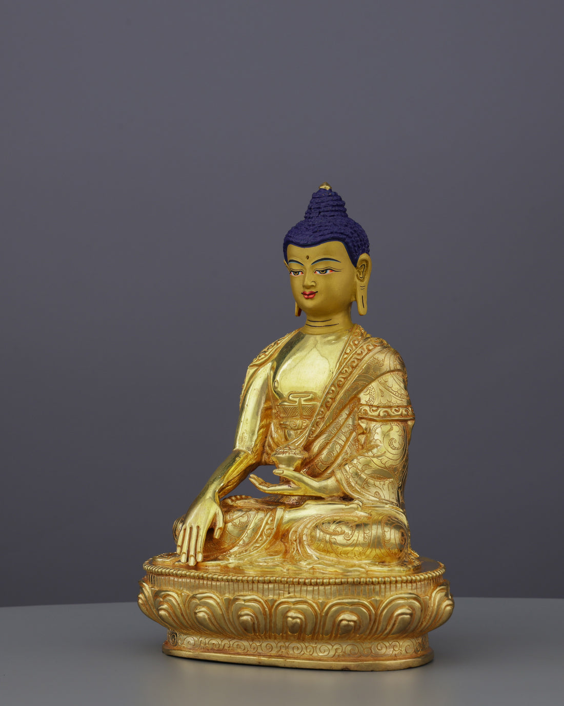 Exquisite 24K Gold Gilded Sakyamuni Buddha Statue | The Enlightened One in Meditation