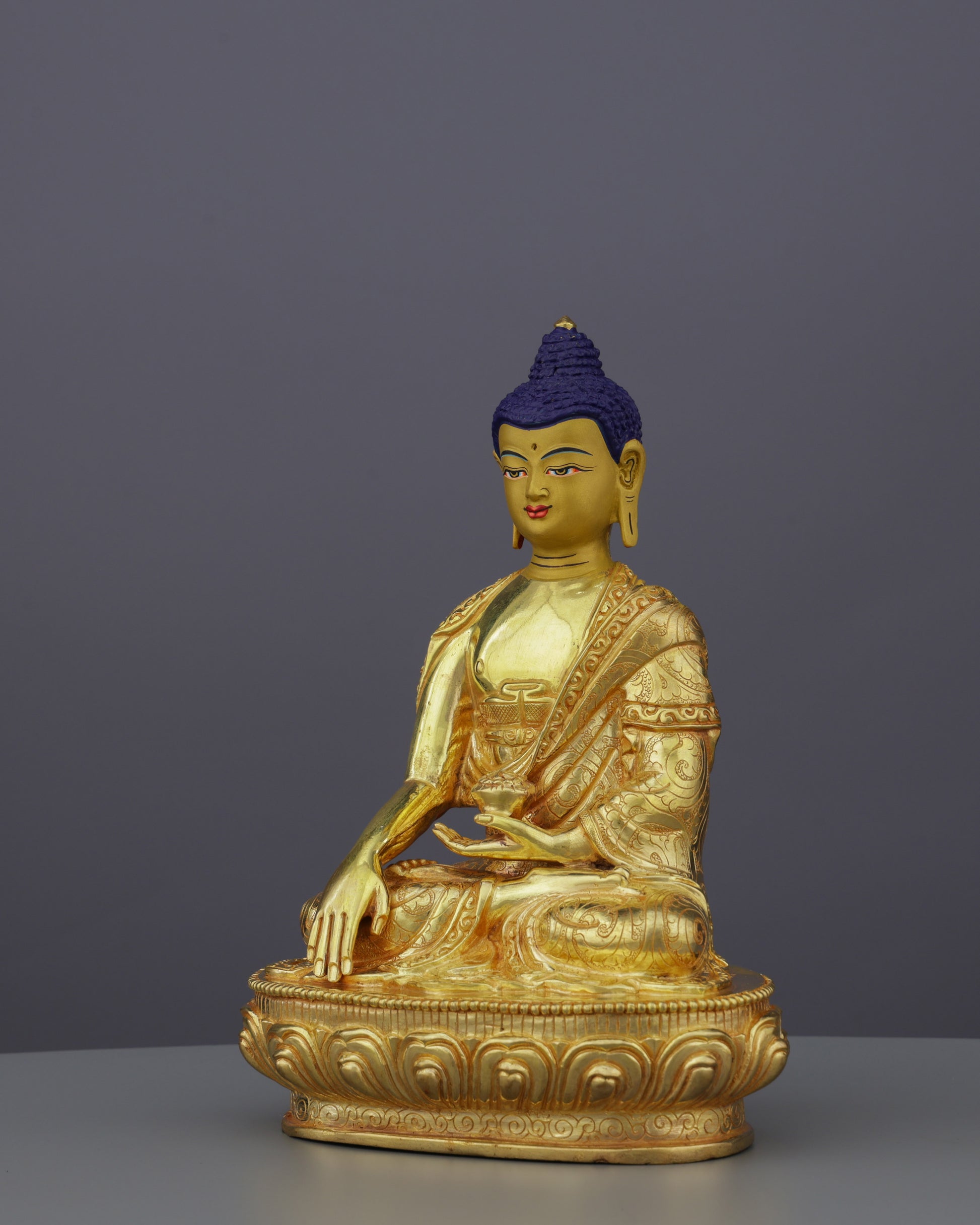 Exquisite 24K Gold Gilded Sakyamuni Buddha Statue | The Enlightened One in Meditation - Authentic Handcrafted Statue