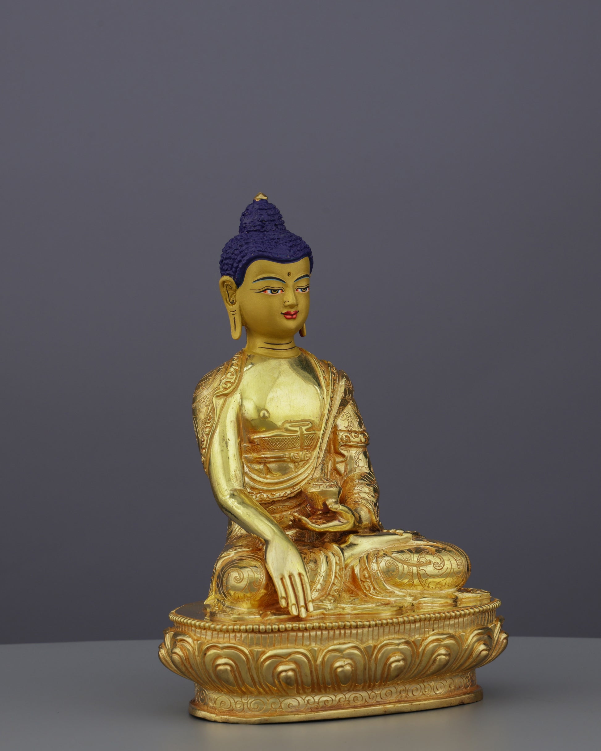 Exquisite 24K Gold Gilded Sakyamuni Buddha Statue | The Enlightened One in Meditation - Authentic Handcrafted Statue