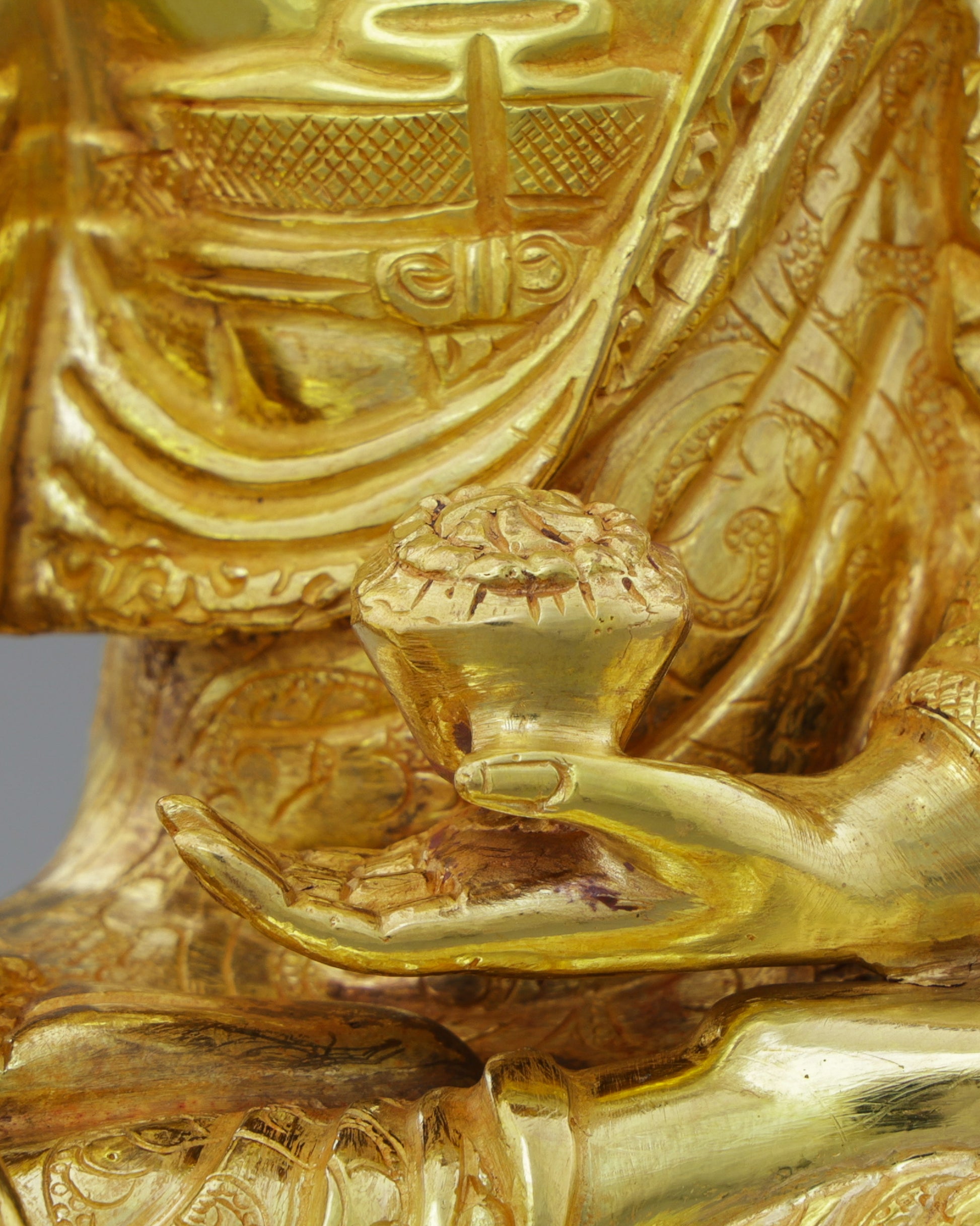 Exquisite 24K Gold Gilded Sakyamuni Buddha Statue | The Enlightened One in Meditation - Authentic Handcrafted Statue