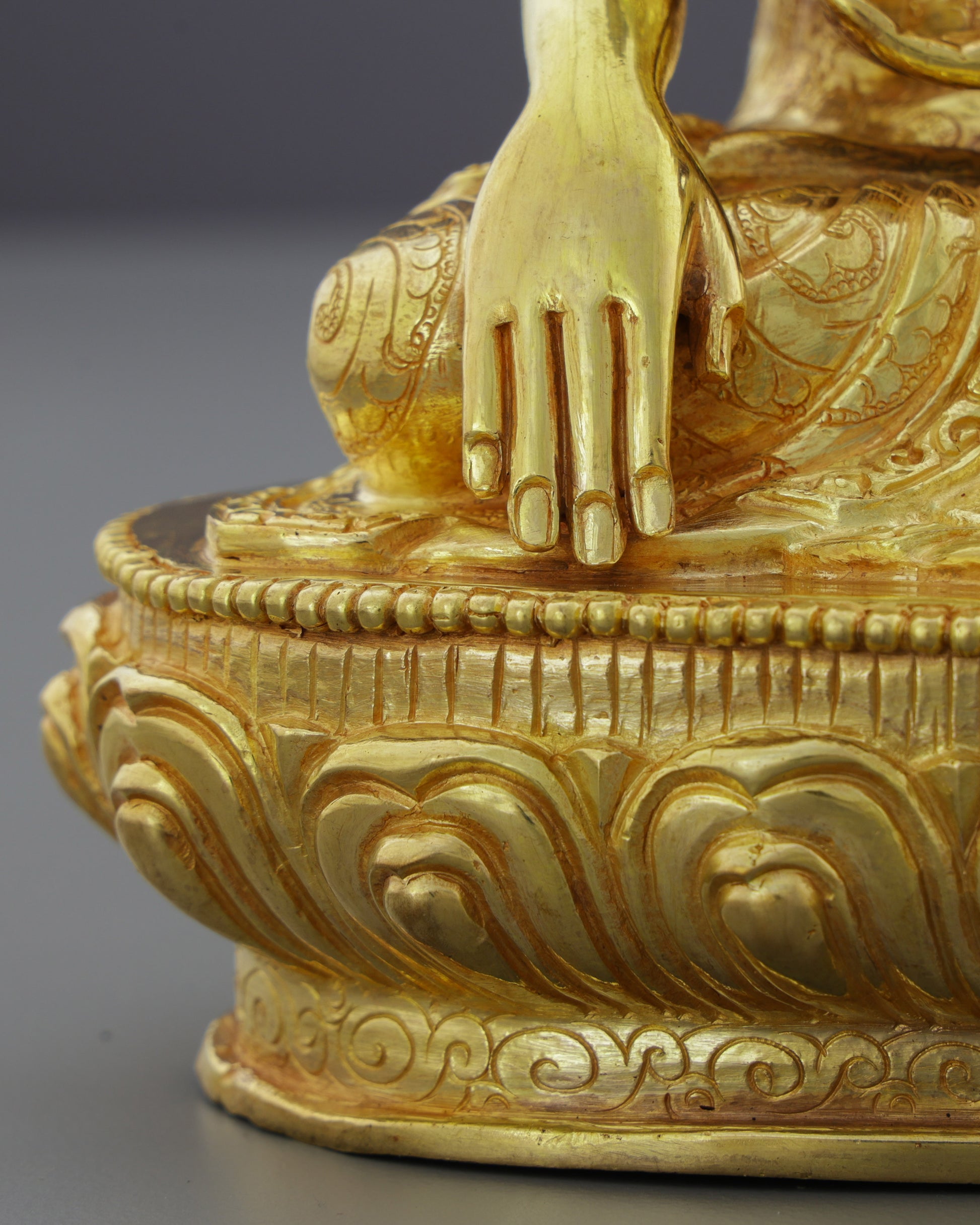Exquisite 24K Gold Gilded Sakyamuni Buddha Statue | The Enlightened One in Meditation - Authentic Handcrafted Statue
