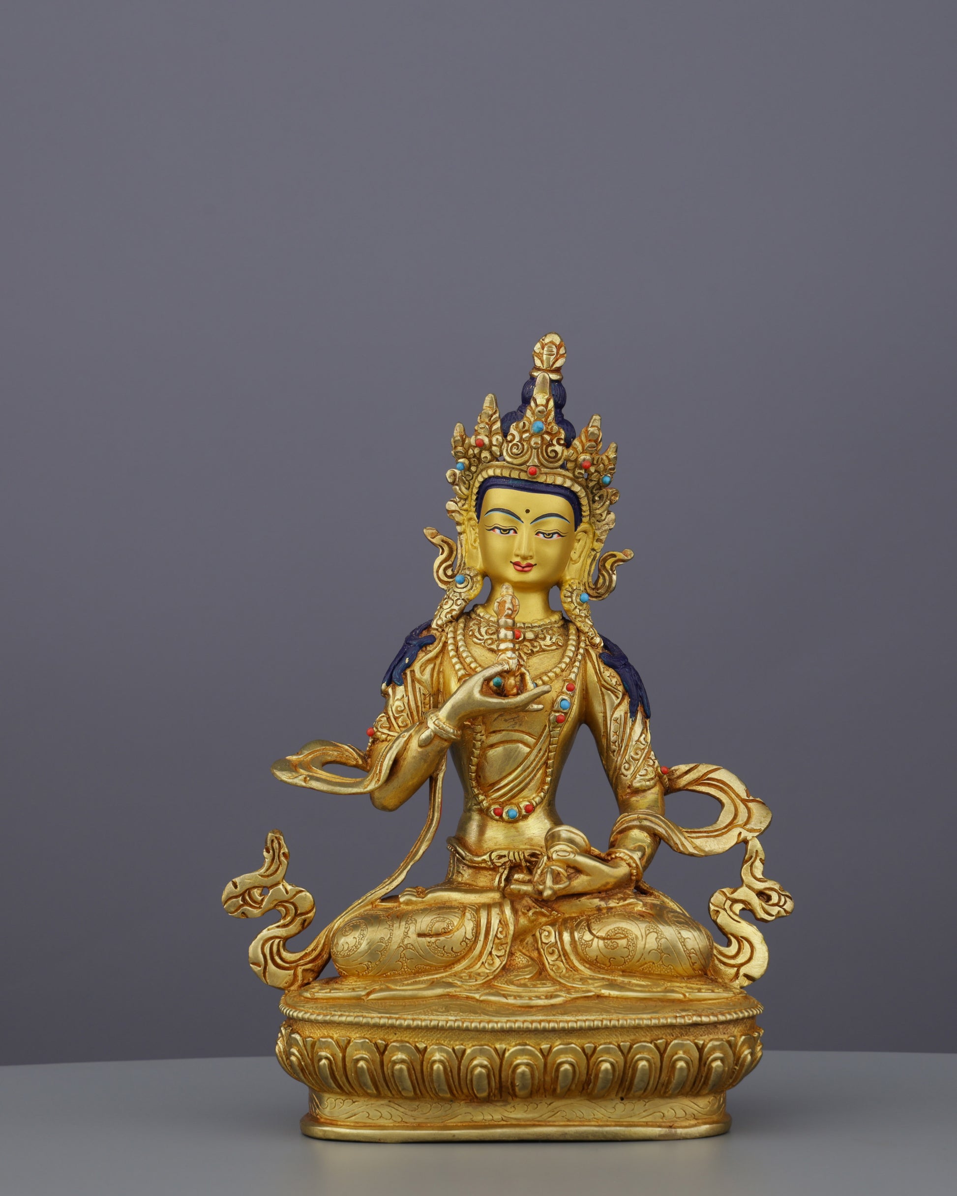 Eternal Purity | The 24K Gold-Gilded Vajrasattva Statue from Nepal - Authentic Handcrafted Statue