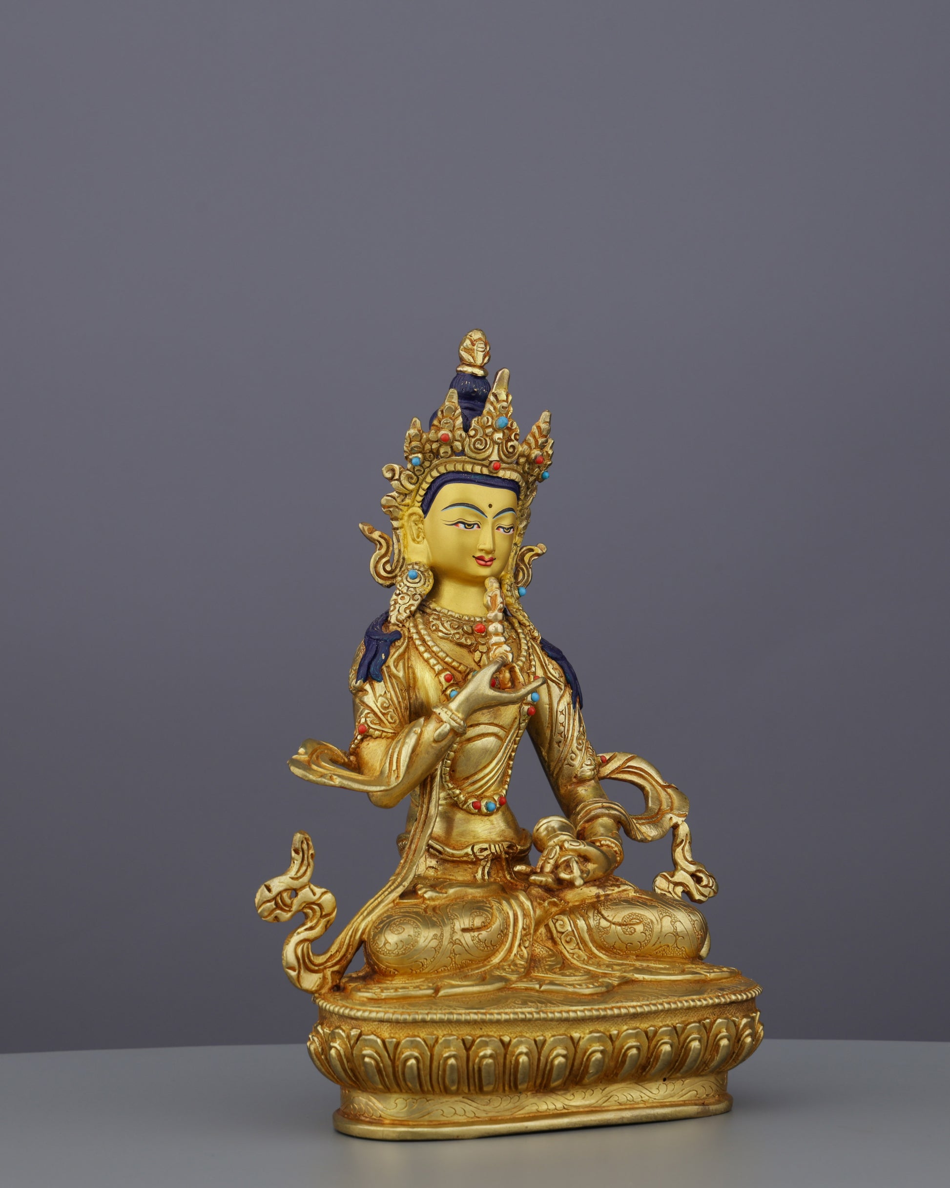 Eternal Purity | The 24K Gold-Gilded Vajrasattva Statue from Nepal - Authentic Handcrafted Statue