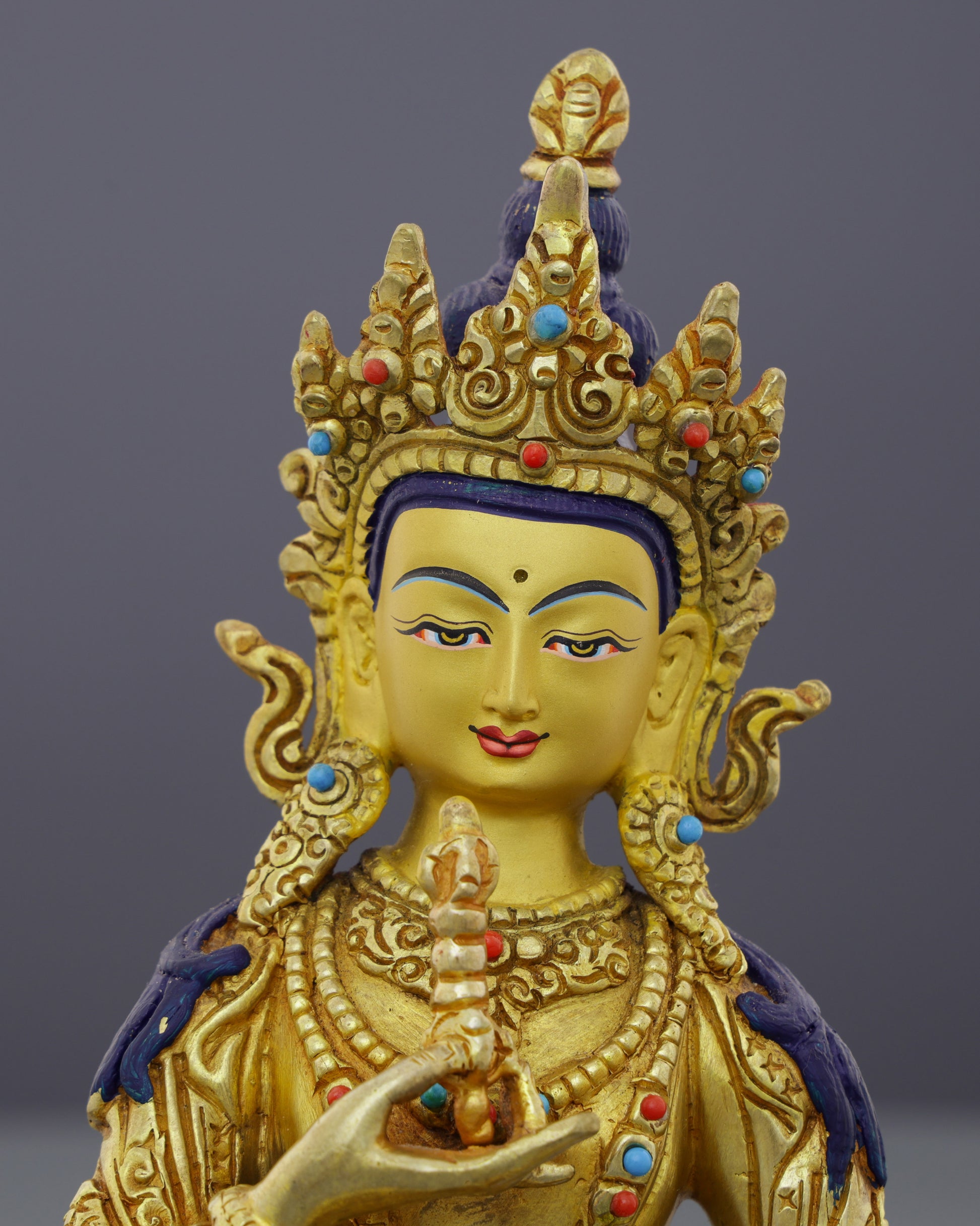 Eternal Purity | The 24K Gold-Gilded Vajrasattva Statue from Nepal - Authentic Handcrafted Statue