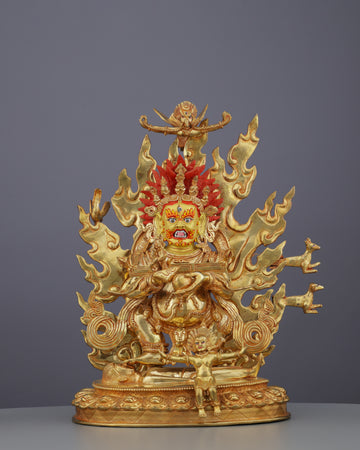 Sakya Mahakala Statue | Golden Guardian of Dharma in Fierce Compassionate Glory