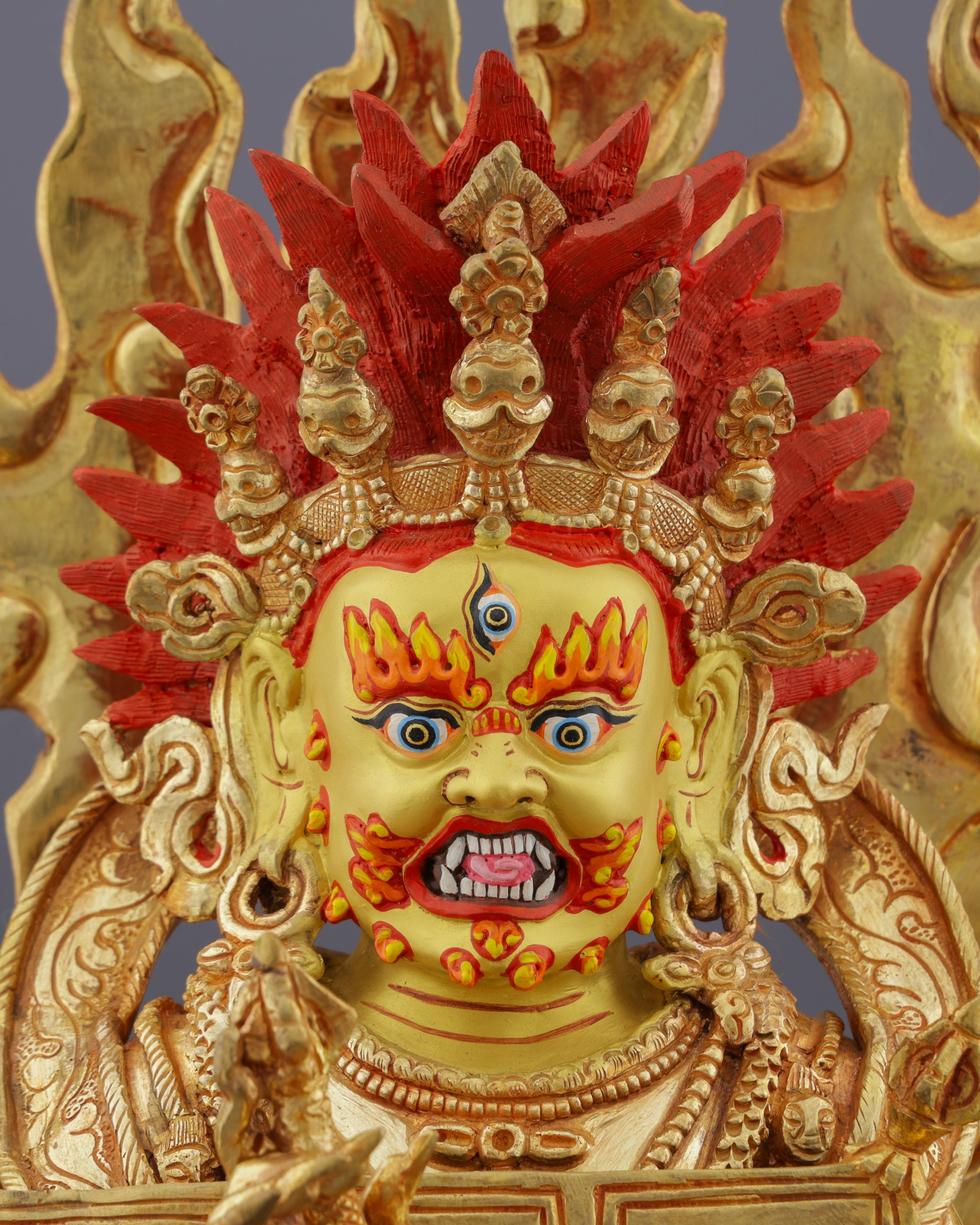 Sakya Mahakala Statue | Golden Guardian of Dharma in Fierce Compassionate Glory