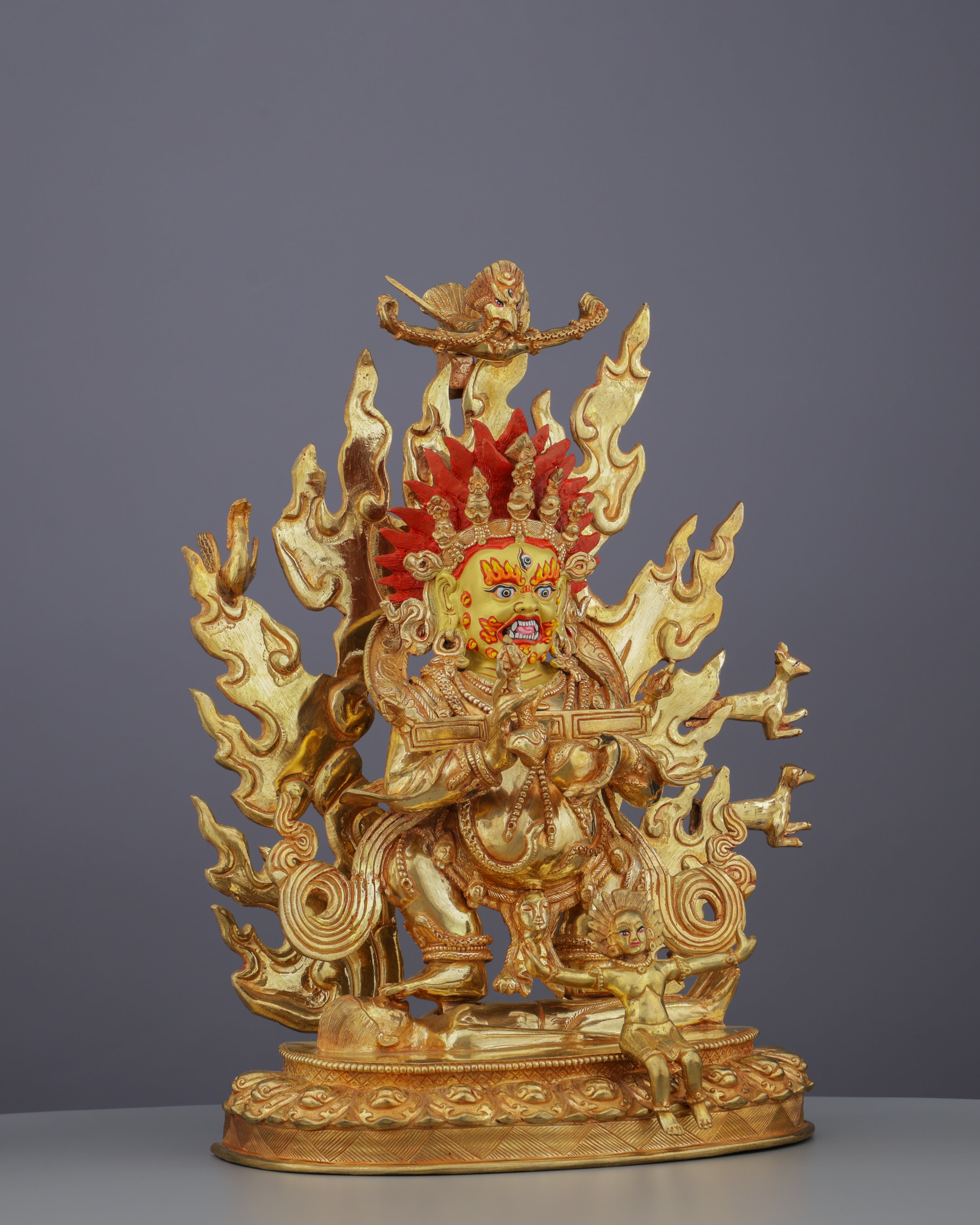 Sakya Mahakala Statue | Golden Guardian of Dharma in Fierce Compassionate Glory