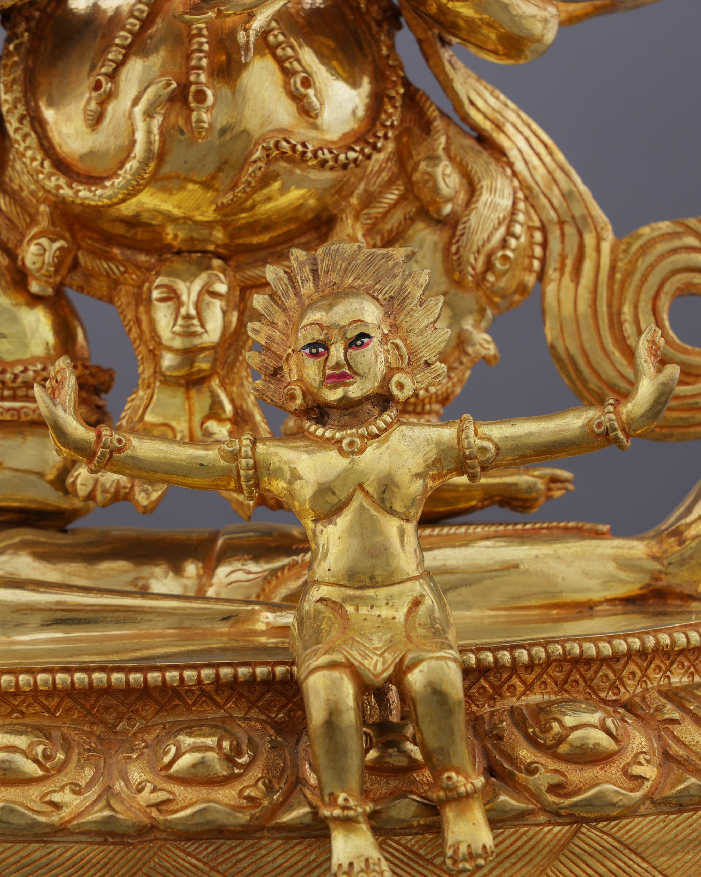 Sakya Mahakala Statue | Golden Guardian of Dharma in Fierce Compassionate Glory