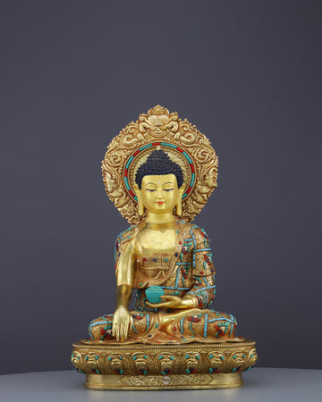 Sakyamuni Buddha Statue | Magnificent Enlightenment in Gold and Gems