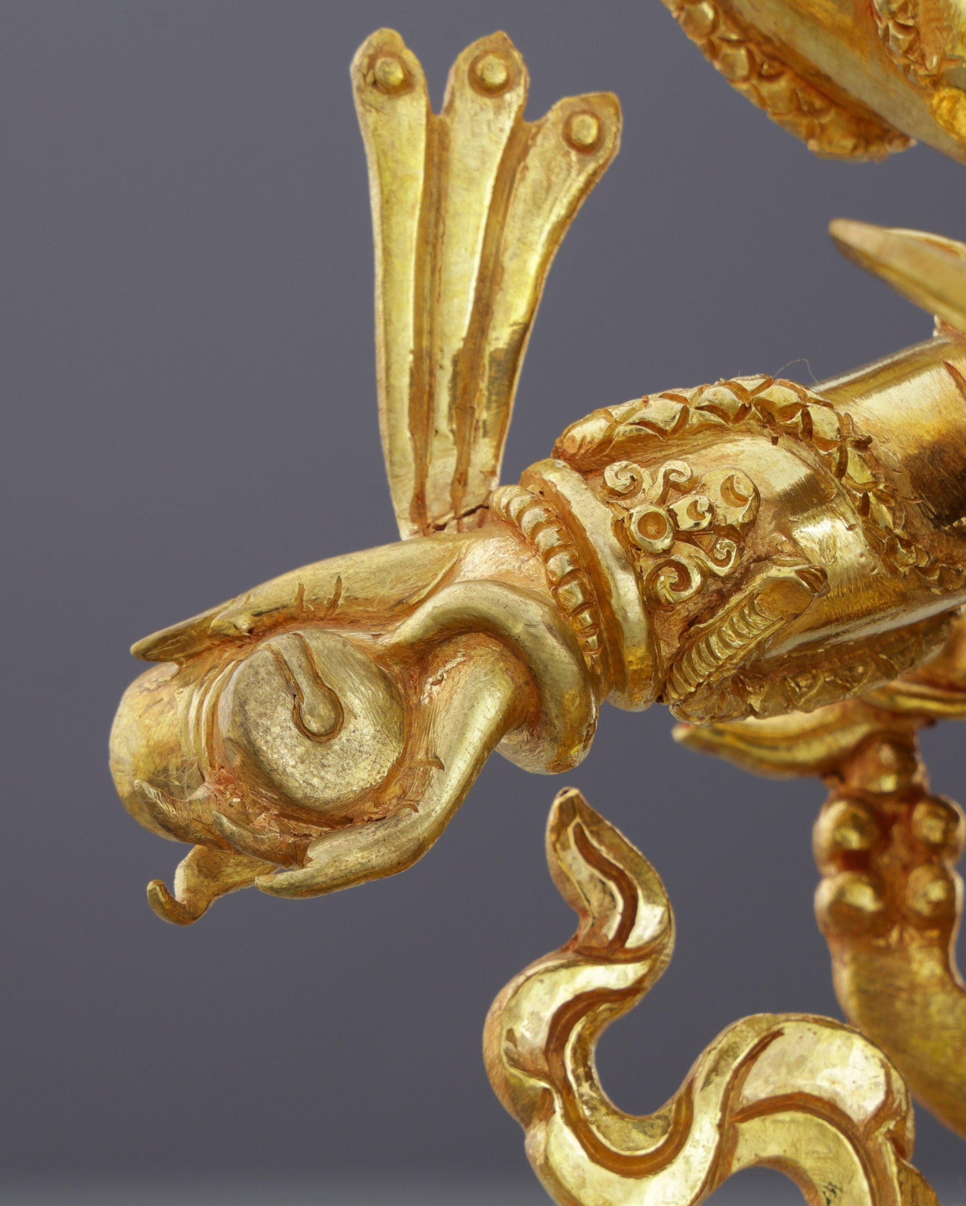 Handcrafted Six Armed Mahakala | Guardian of Transformation in Radiant Gold - Authentic Handcrafted Statue