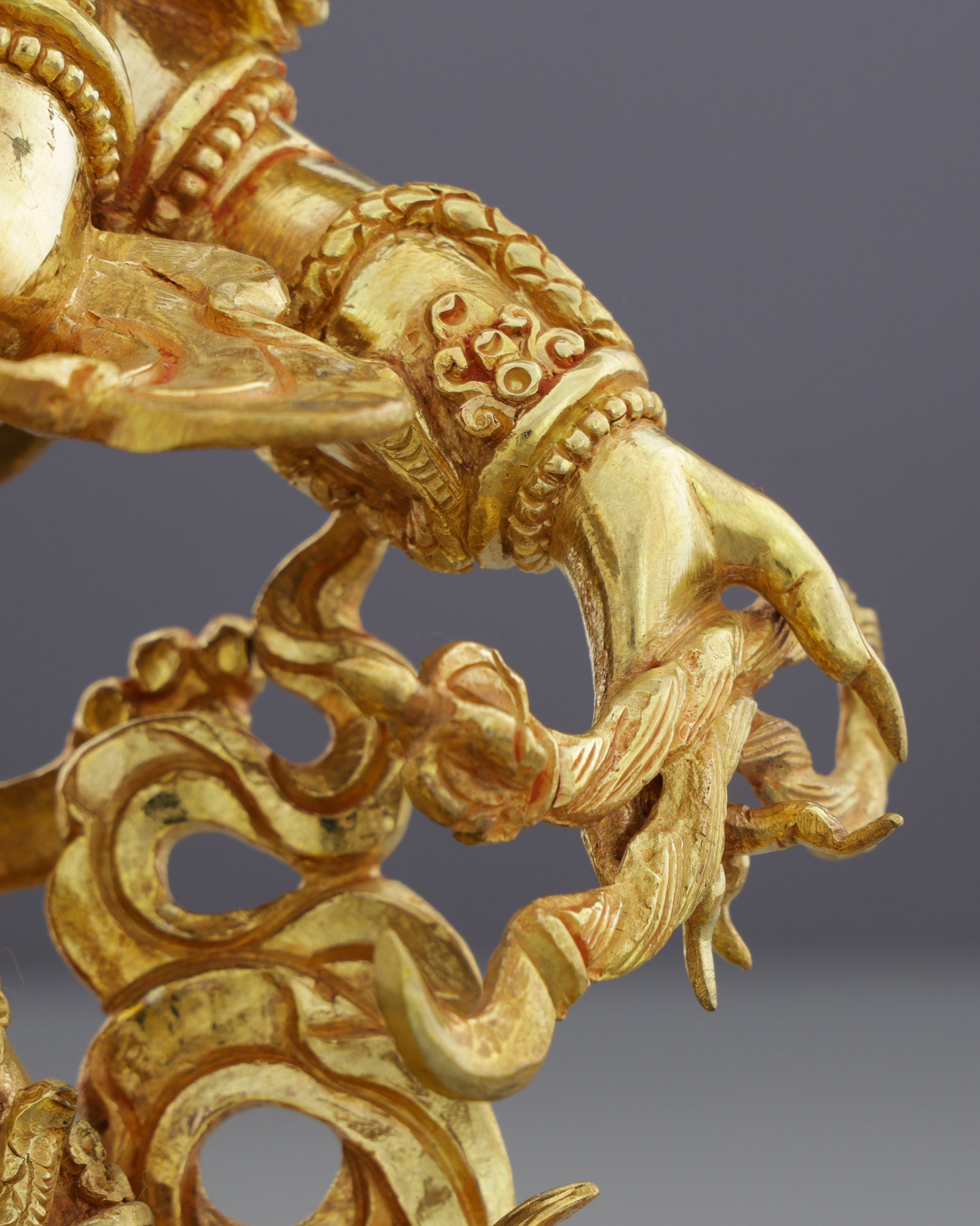 Handcrafted Six Armed Mahakala | Guardian of Transformation in Radiant Gold - Authentic Handcrafted Statue