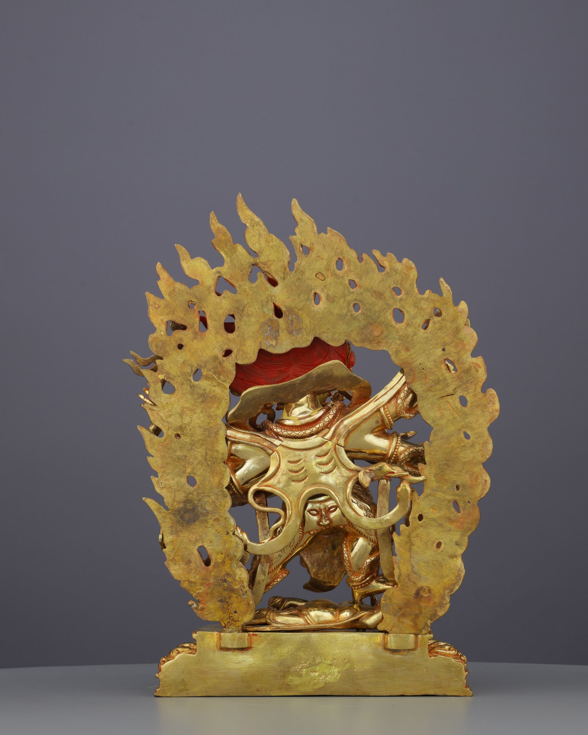 Handcrafted Six Armed Mahakala | Guardian of Transformation in Radiant Gold - Authentic Handcrafted Statue