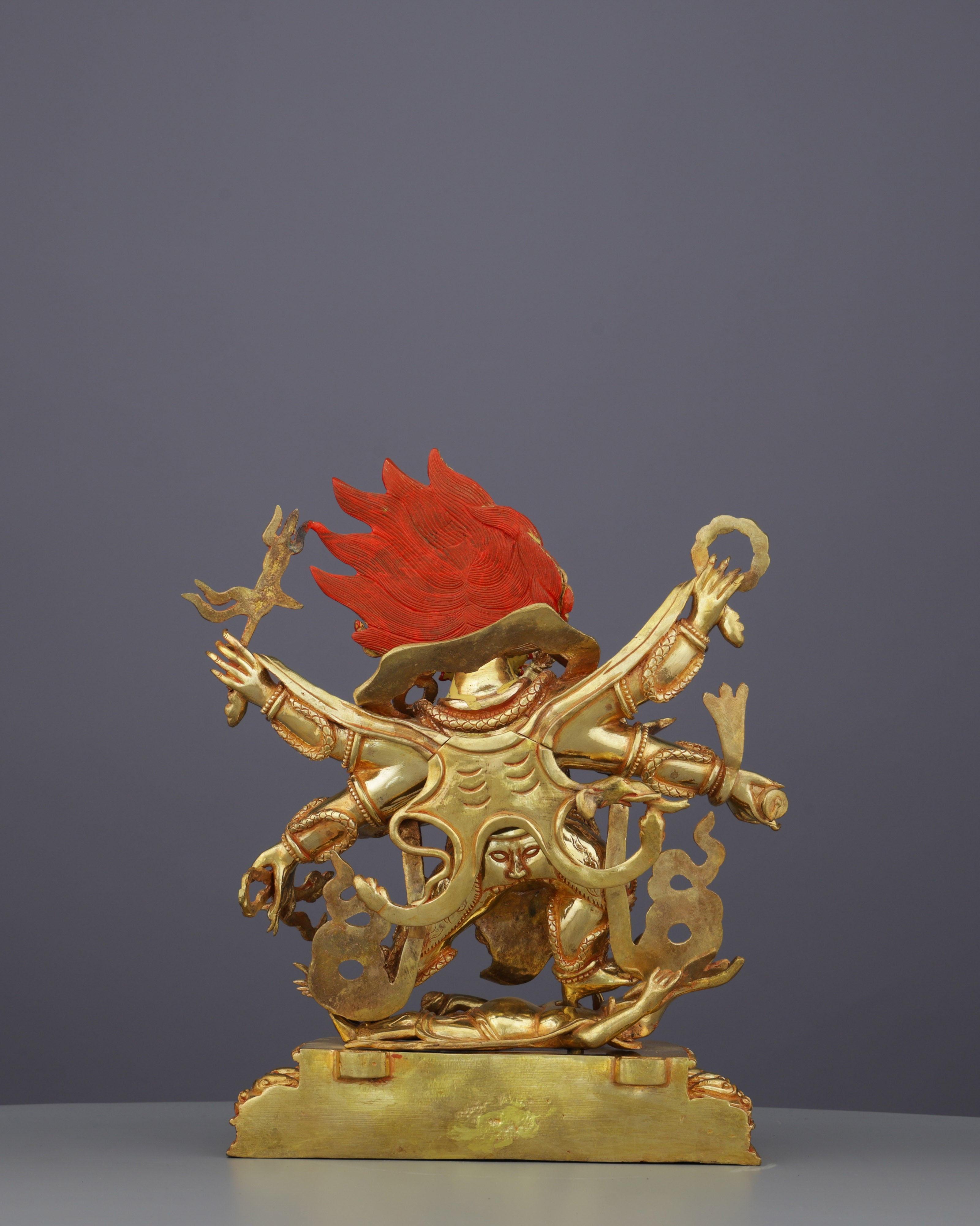 Handcrafted Six Armed Mahakala | Guardian of Transformation in Radiant Gold