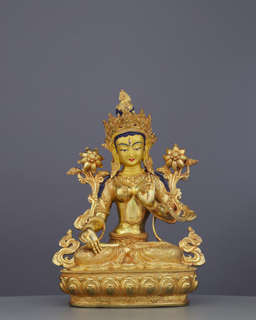 White Tara | Divine Mother of Compassion in Exquisite Nepalese Golden Splendor