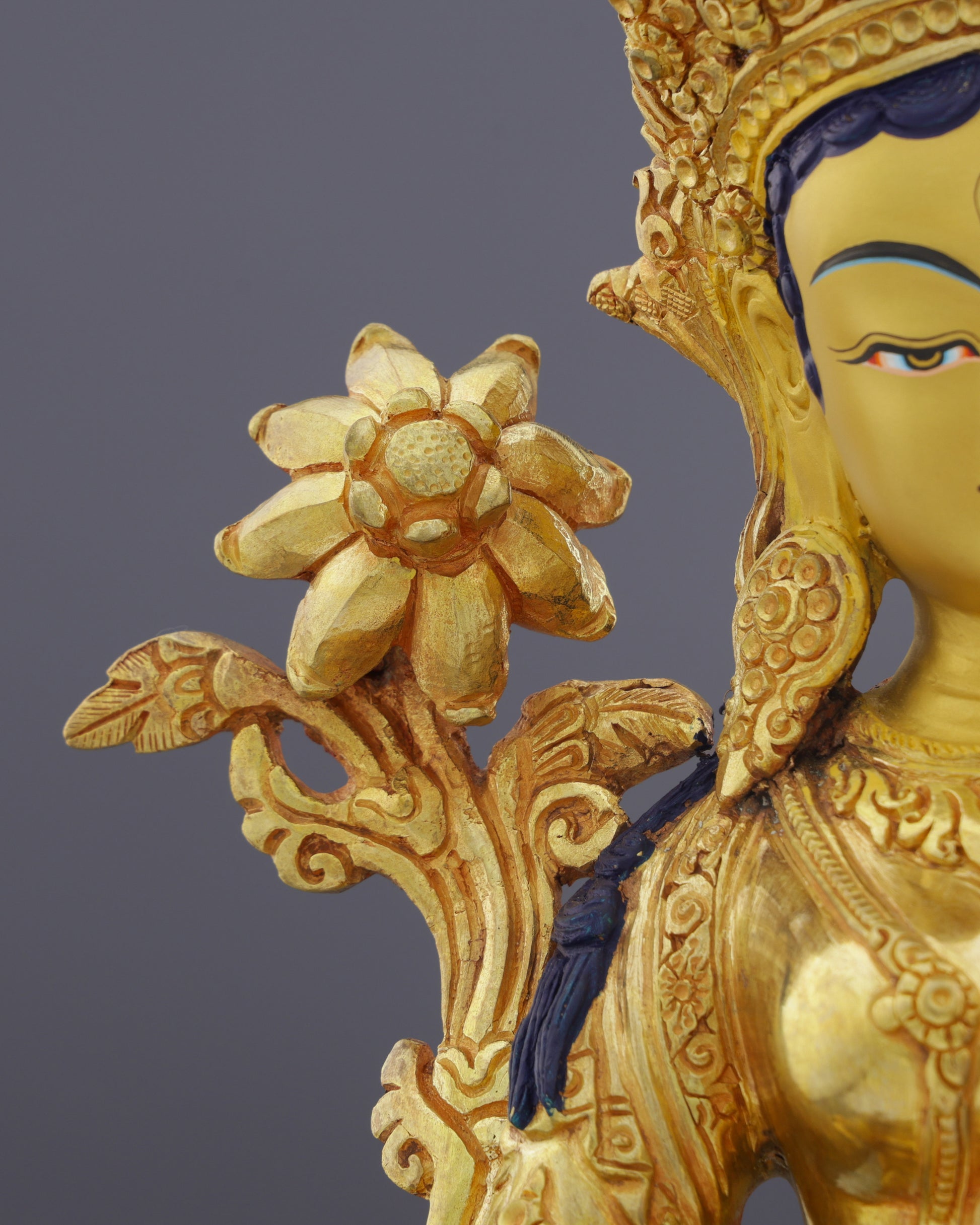 White Tara | Divine Mother of Compassion in Exquisite Nepalese Golden Splendor - Authentic Handcrafted Statue