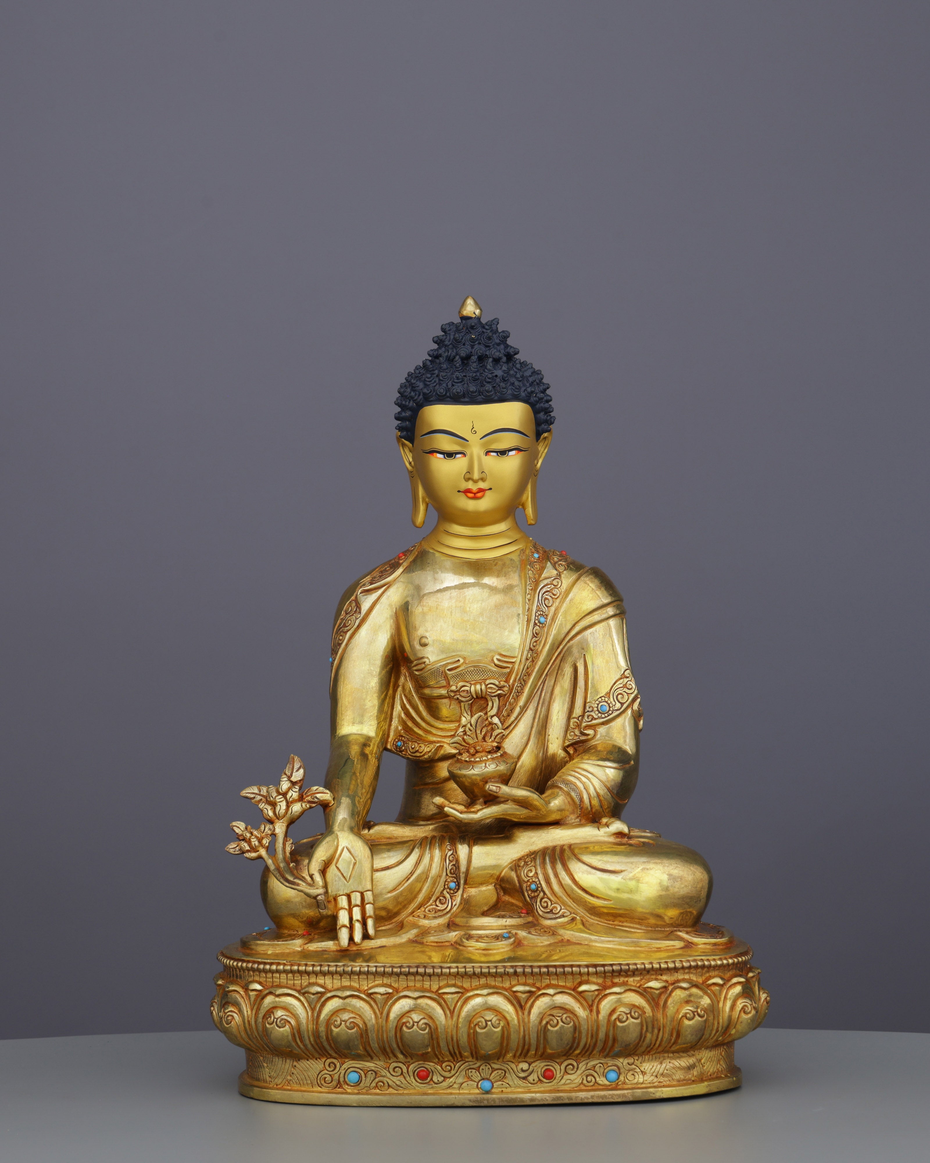 24K Gold Medicine Buddha Statue | Nepalese Healing Masterpiece