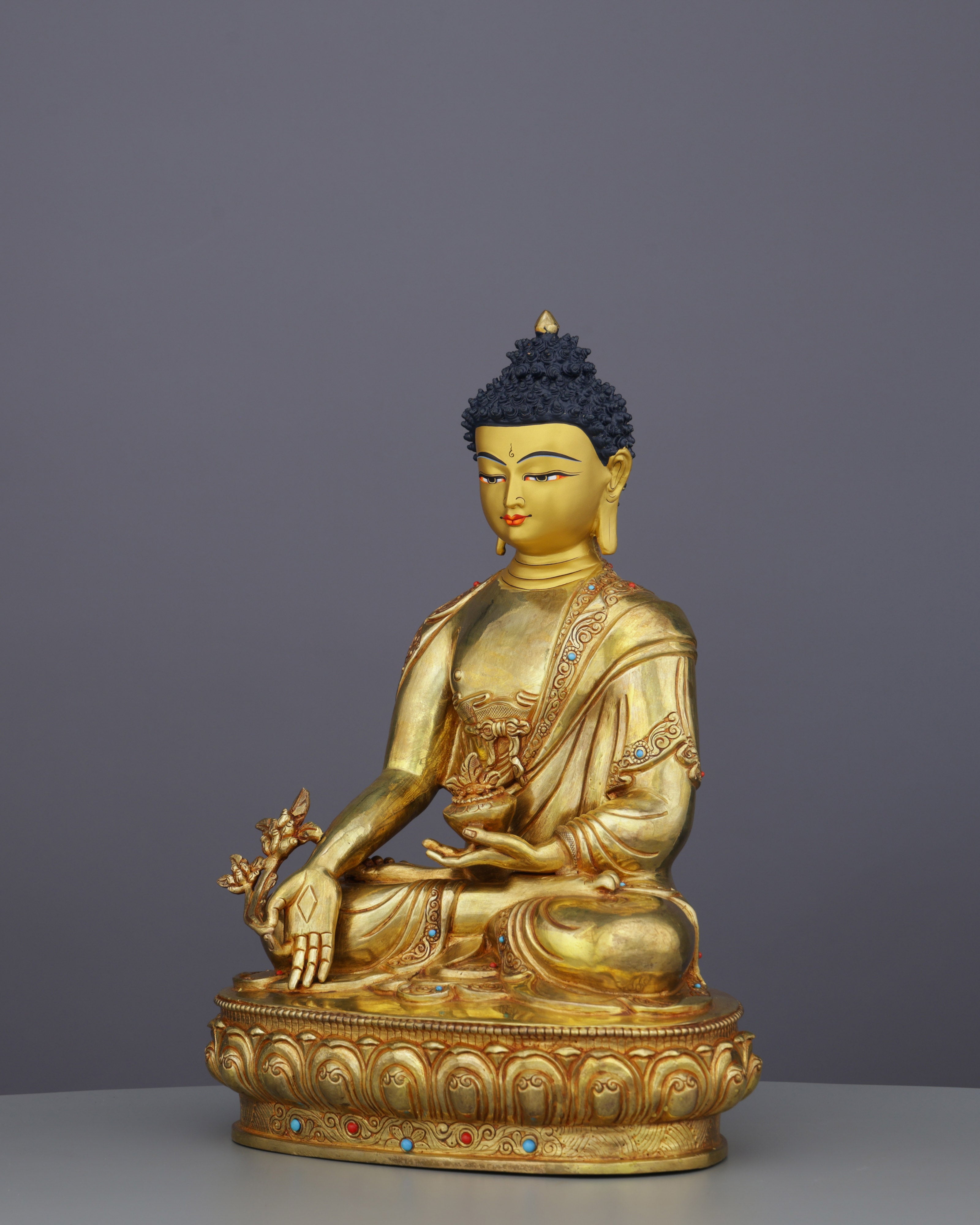 24K Gold Medicine Buddha Statue | Nepalese Healing Masterpiece