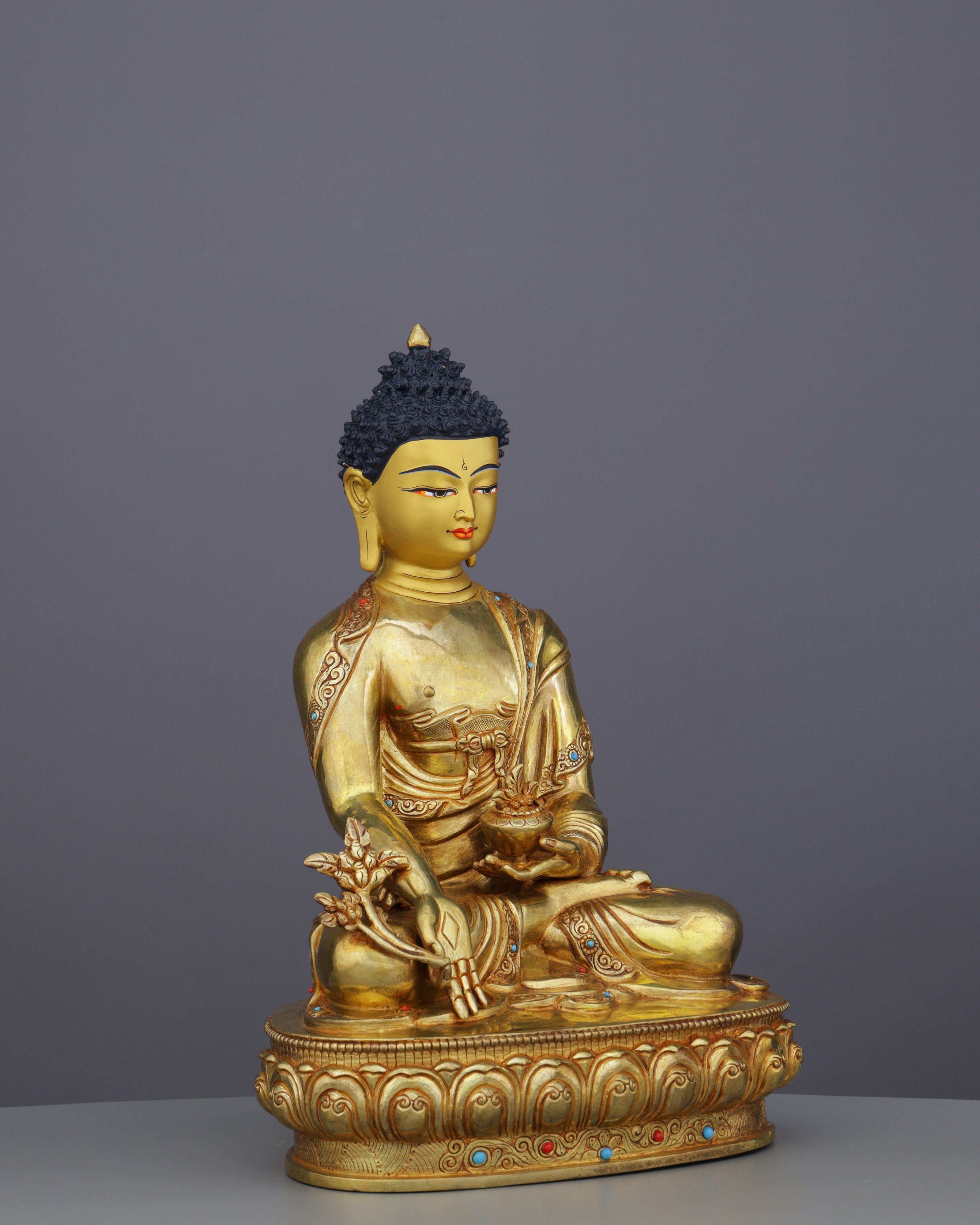 24K Gold Medicine Buddha Statue | Nepalese Healing Masterpiece