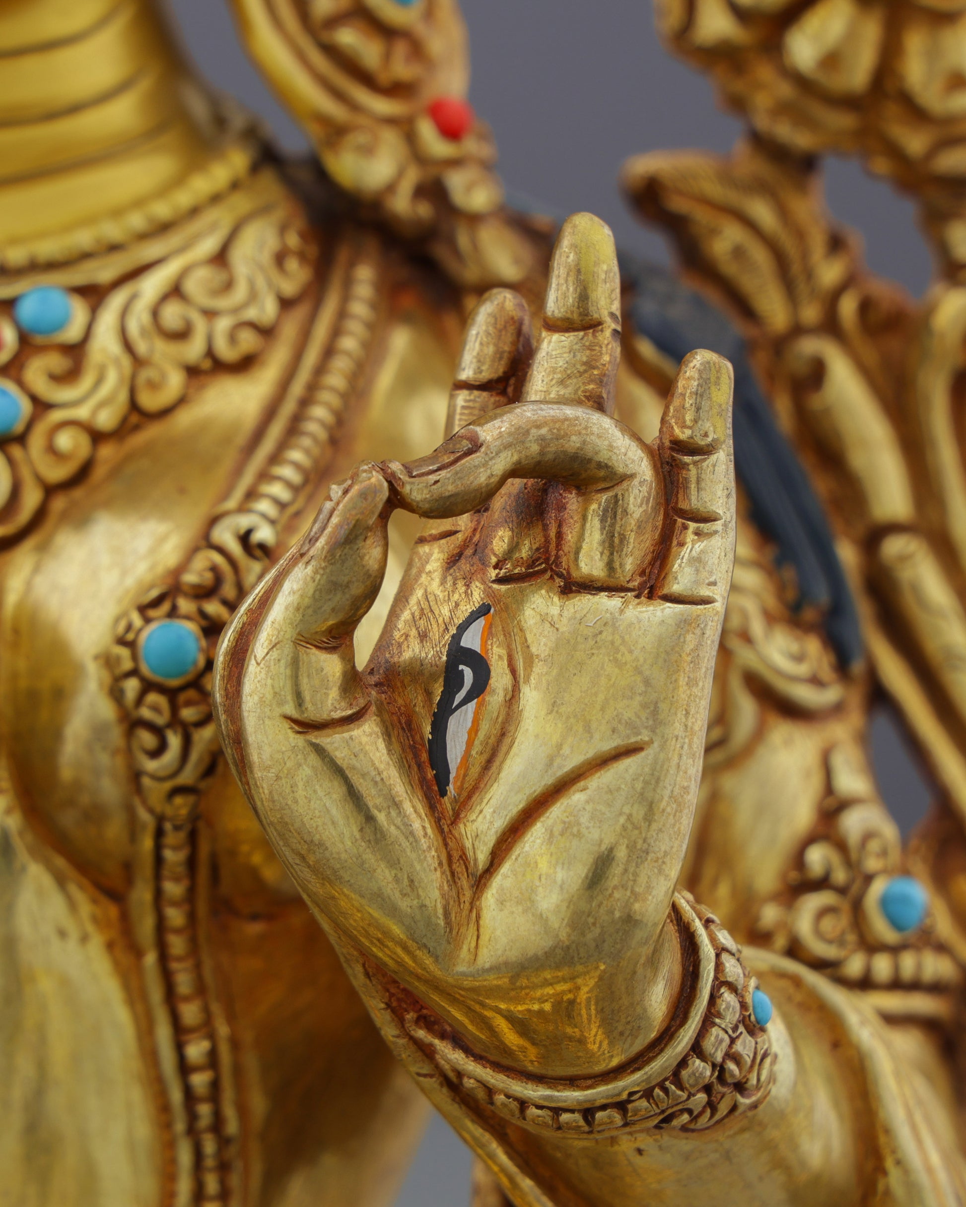 24K Gold Gilded White Tara Statue | Nepalese Masterpiece - Authentic Handcrafted Statue