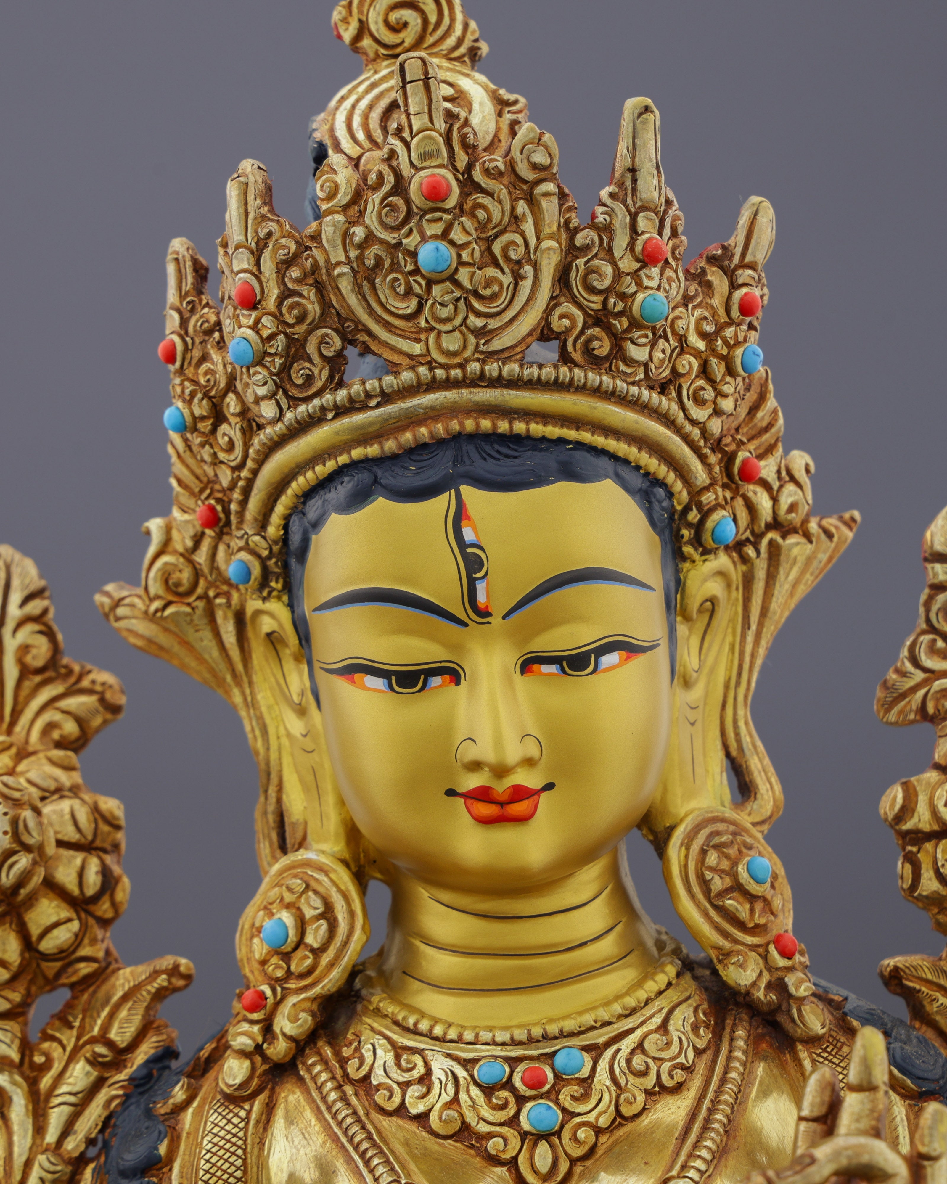 24K Gold Gilded White Tara Statue | Nepalese Masterpiece