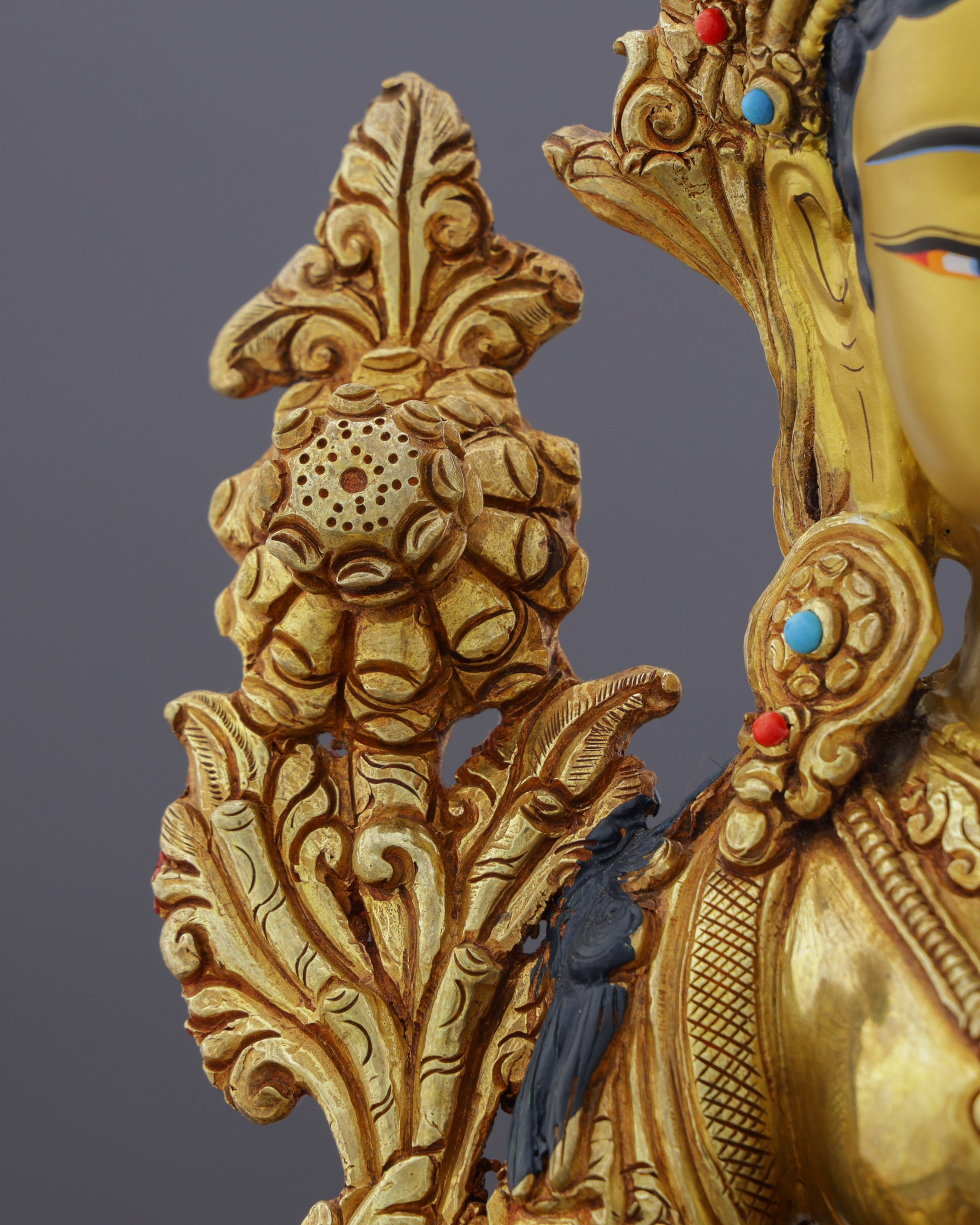 24K Gold Gilded White Tara Statue | Nepalese Masterpiece - Authentic Handcrafted Statue