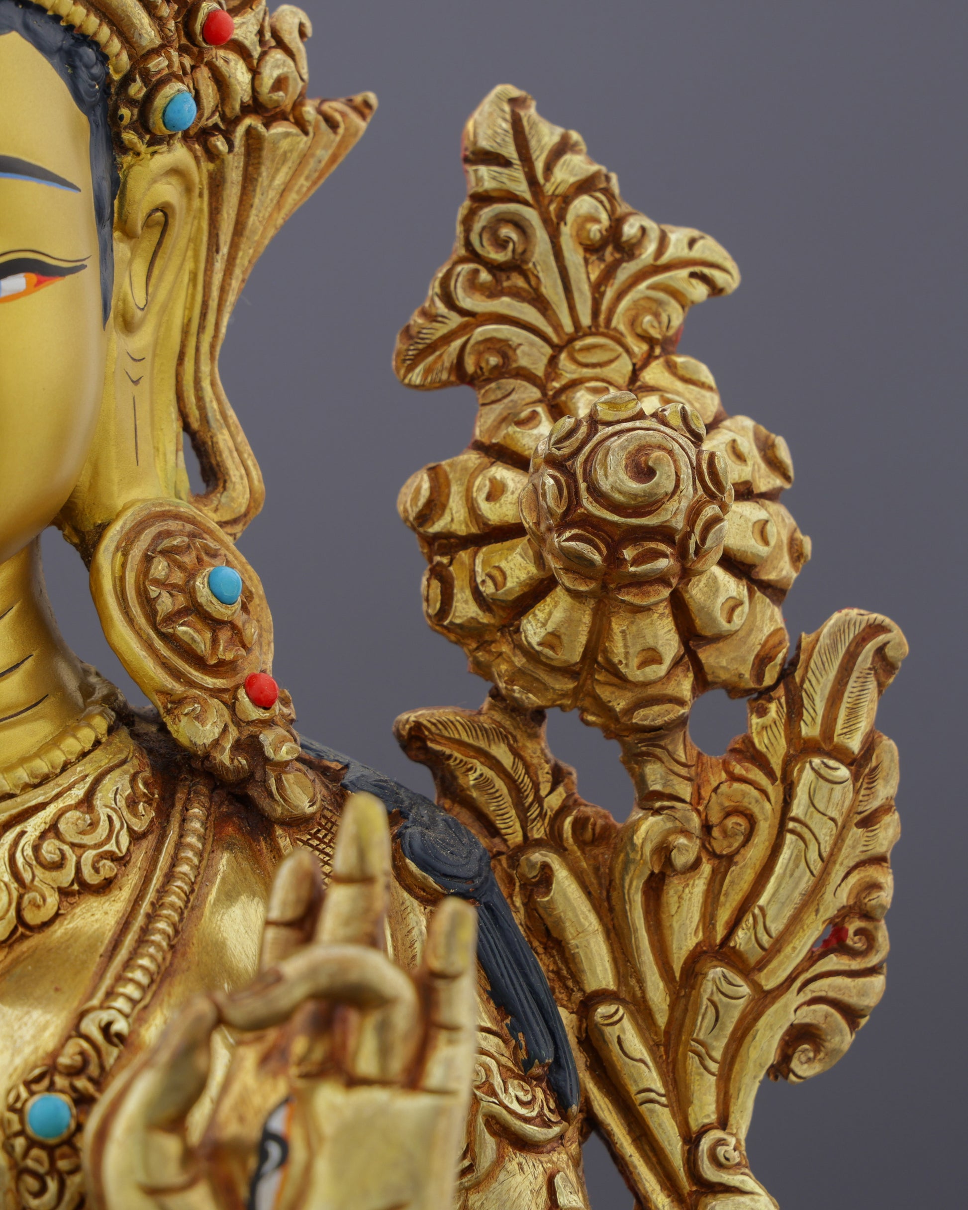 24K Gold Gilded White Tara Statue | Nepalese Masterpiece - Authentic Handcrafted Statue