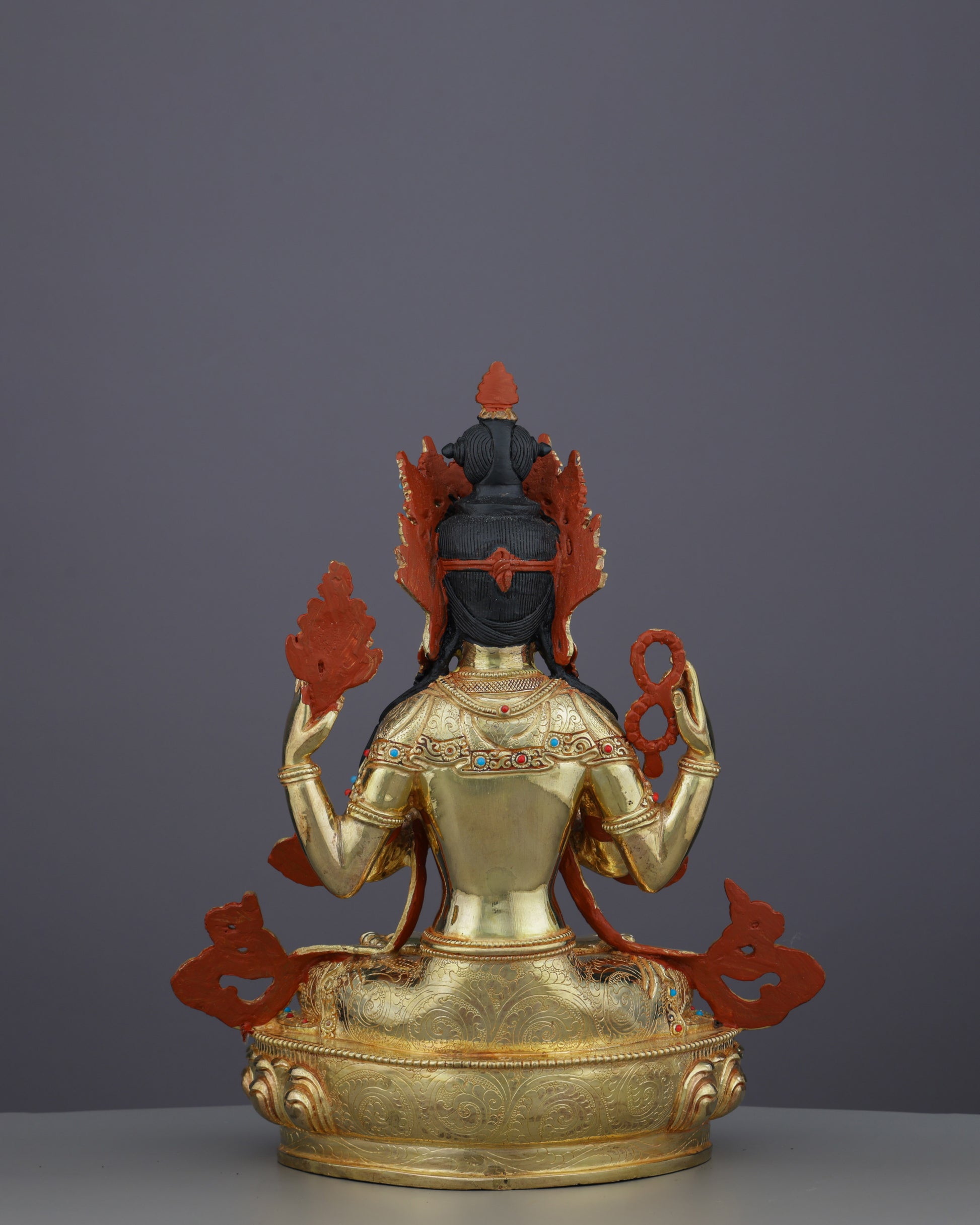Chengresi | Divine Embodiment of Infinite Compassion in Pure Gold - Authentic Handcrafted Statue