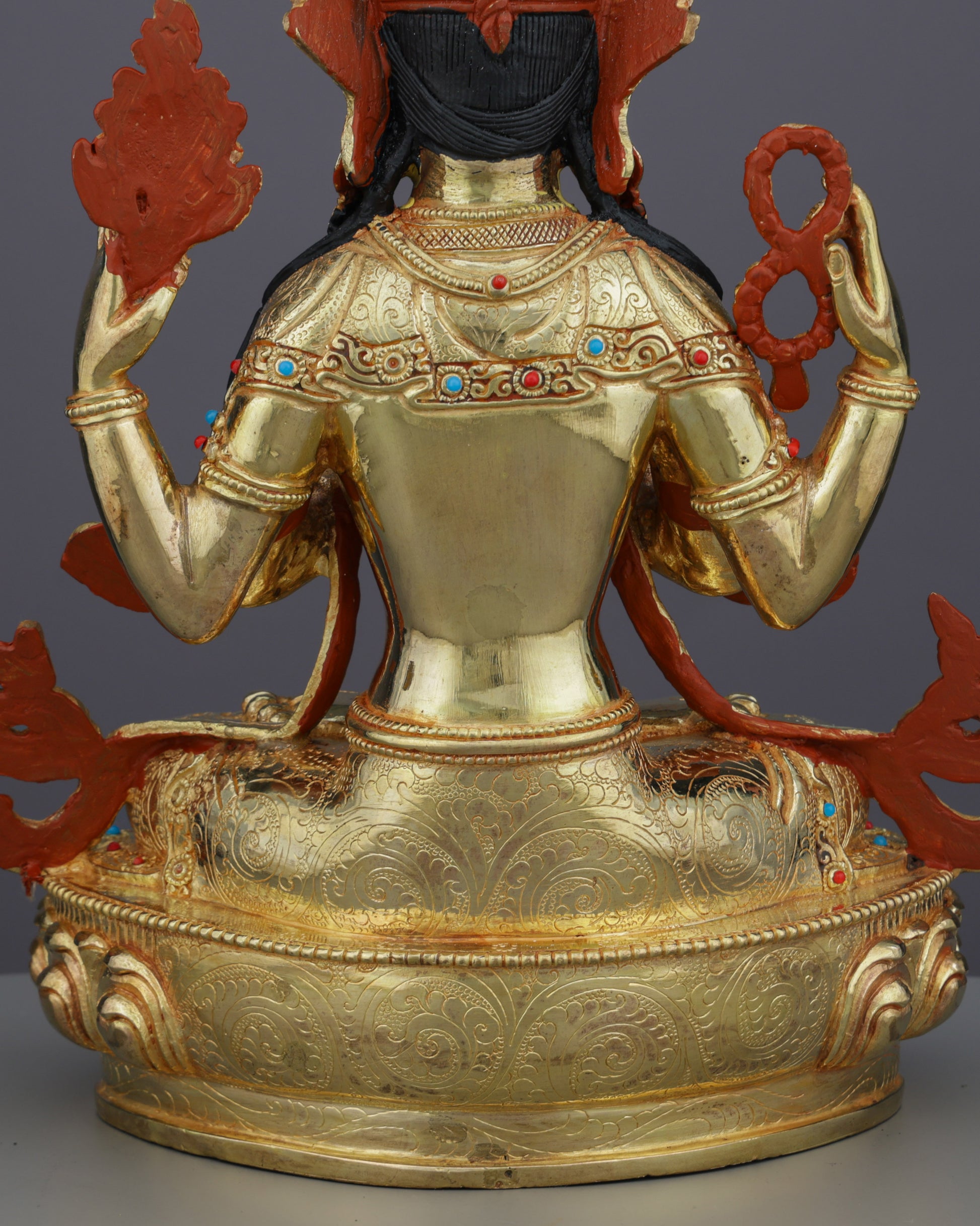 Chengresi | Divine Embodiment of Infinite Compassion in Pure Gold - Authentic Handcrafted Statue