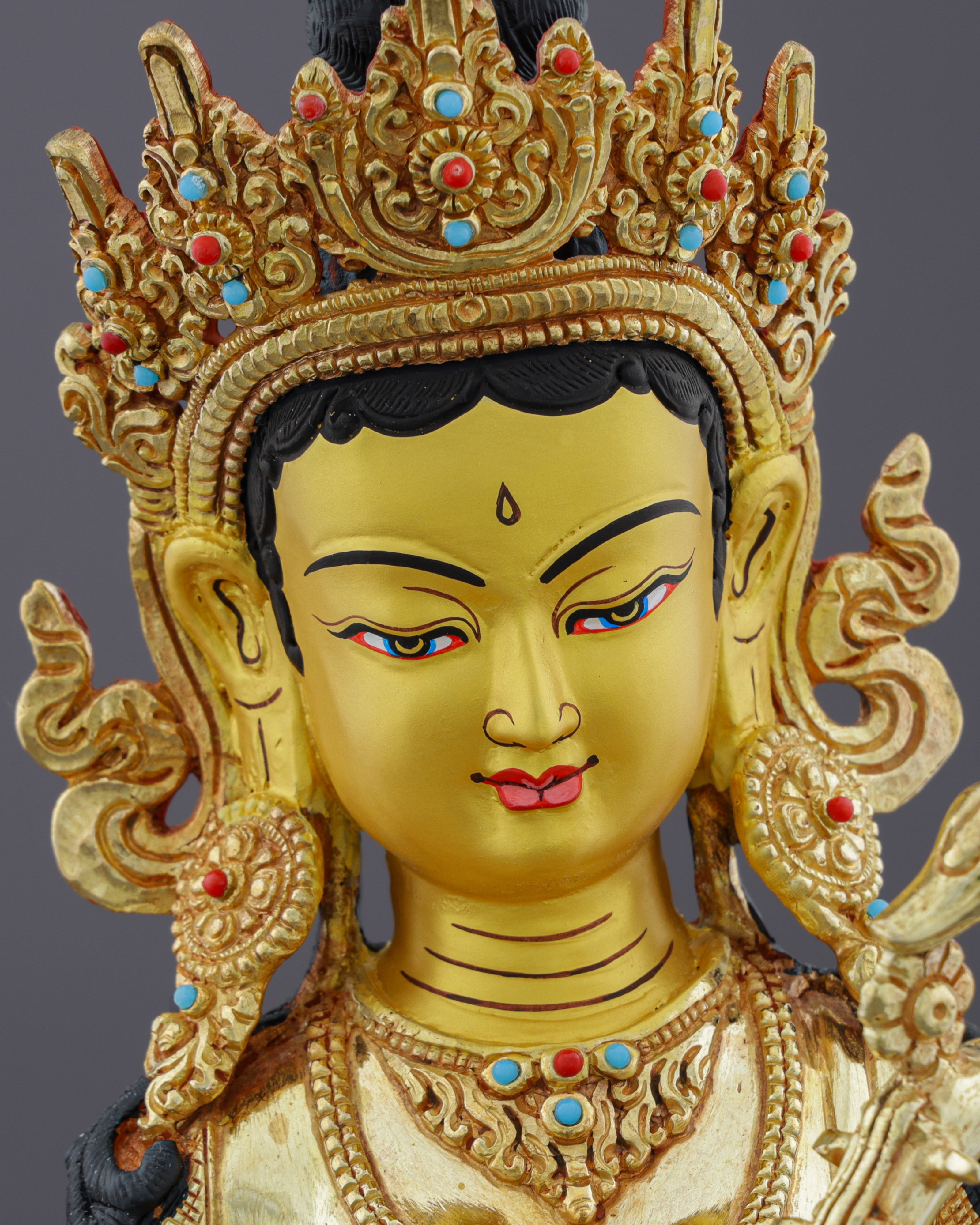Handcrafted Saraswati Statue | Divine Goddess of Wisdom and Arts in Radiant 24K Gold