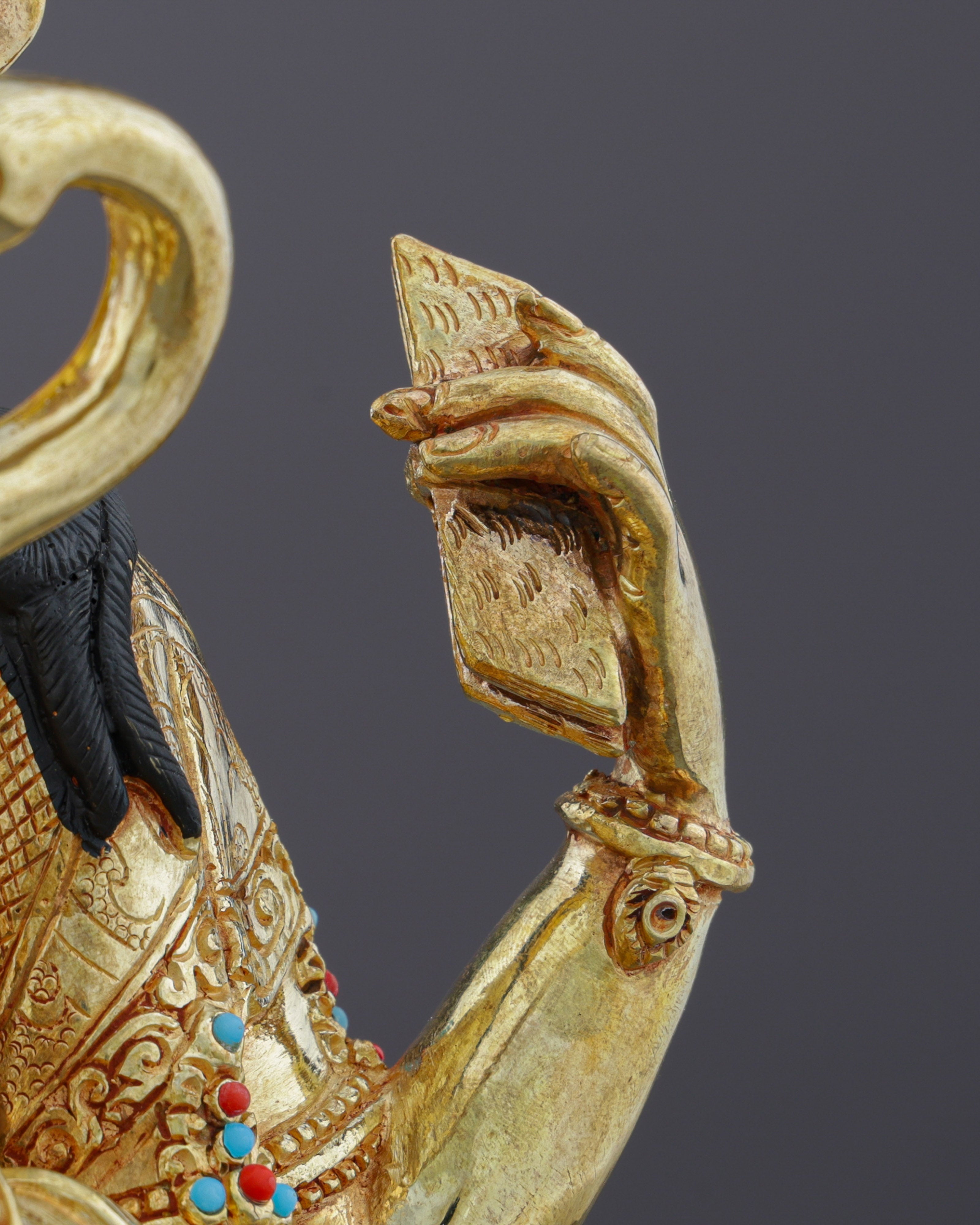 Handcrafted Saraswati Statue | Divine Goddess of Wisdom and Arts in Radiant 24K Gold