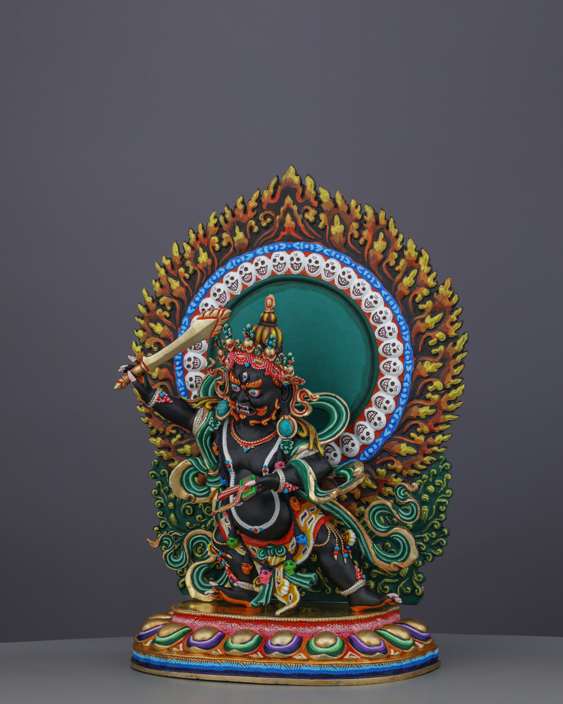Black Manjushri | Fierce Protector of Wisdom in Masterful Nepalese Artistry - Authentic Handcrafted Statue