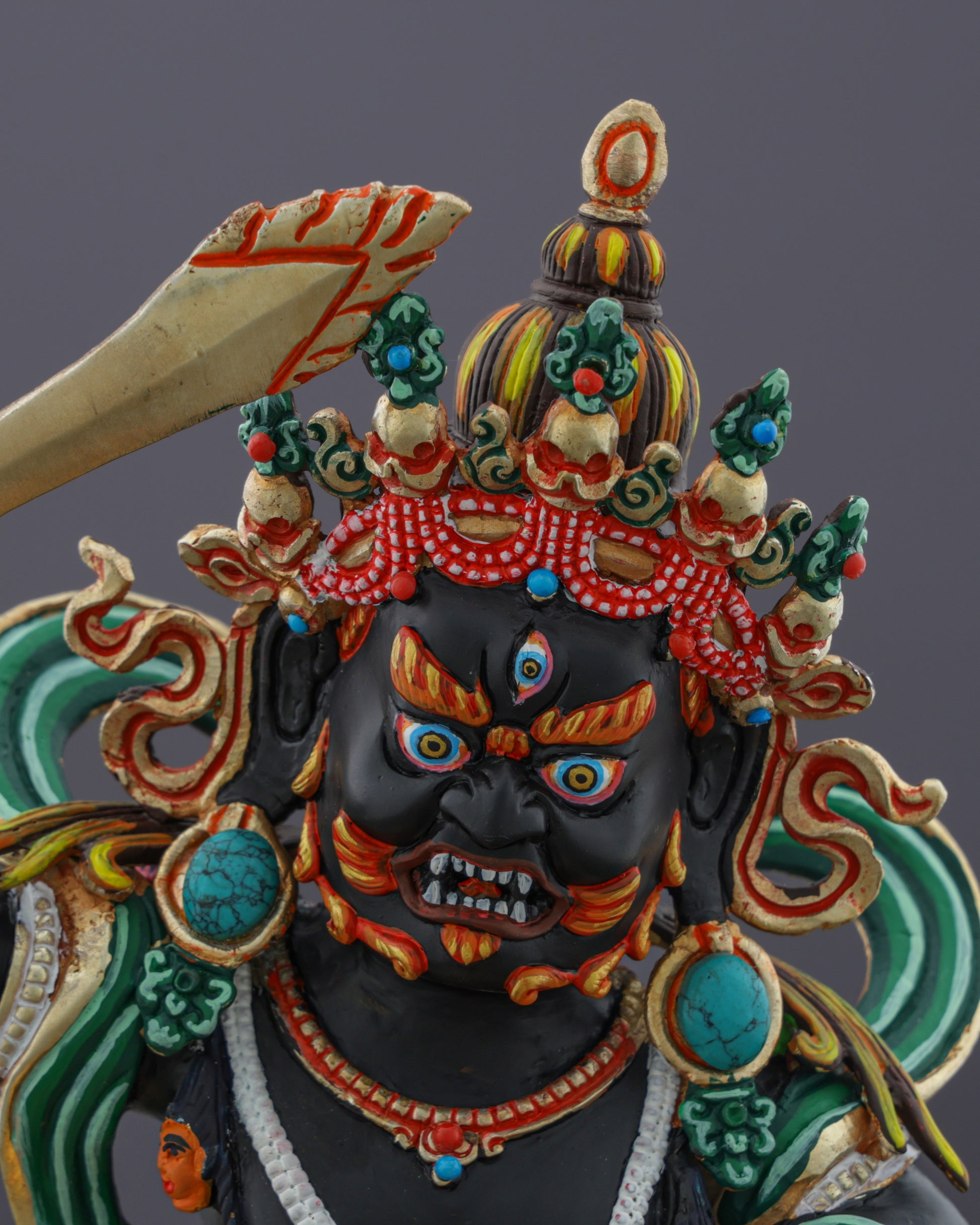 Black Manjushri | Fierce Protector of Wisdom in Masterful Nepalese Artistry - Authentic Handcrafted Statue