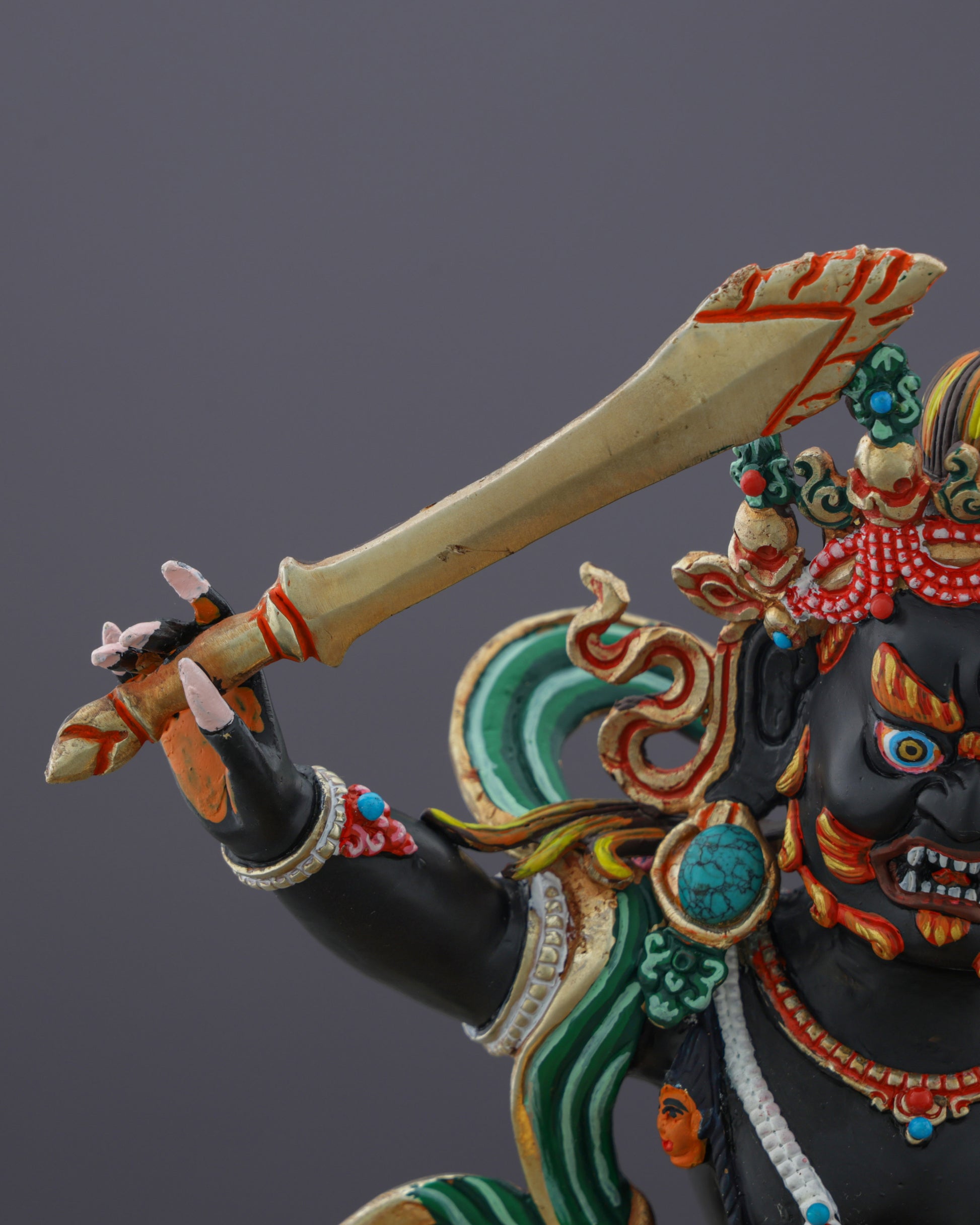 Black Manjushri | Fierce Protector of Wisdom in Masterful Nepalese Artistry - Authentic Handcrafted Statue