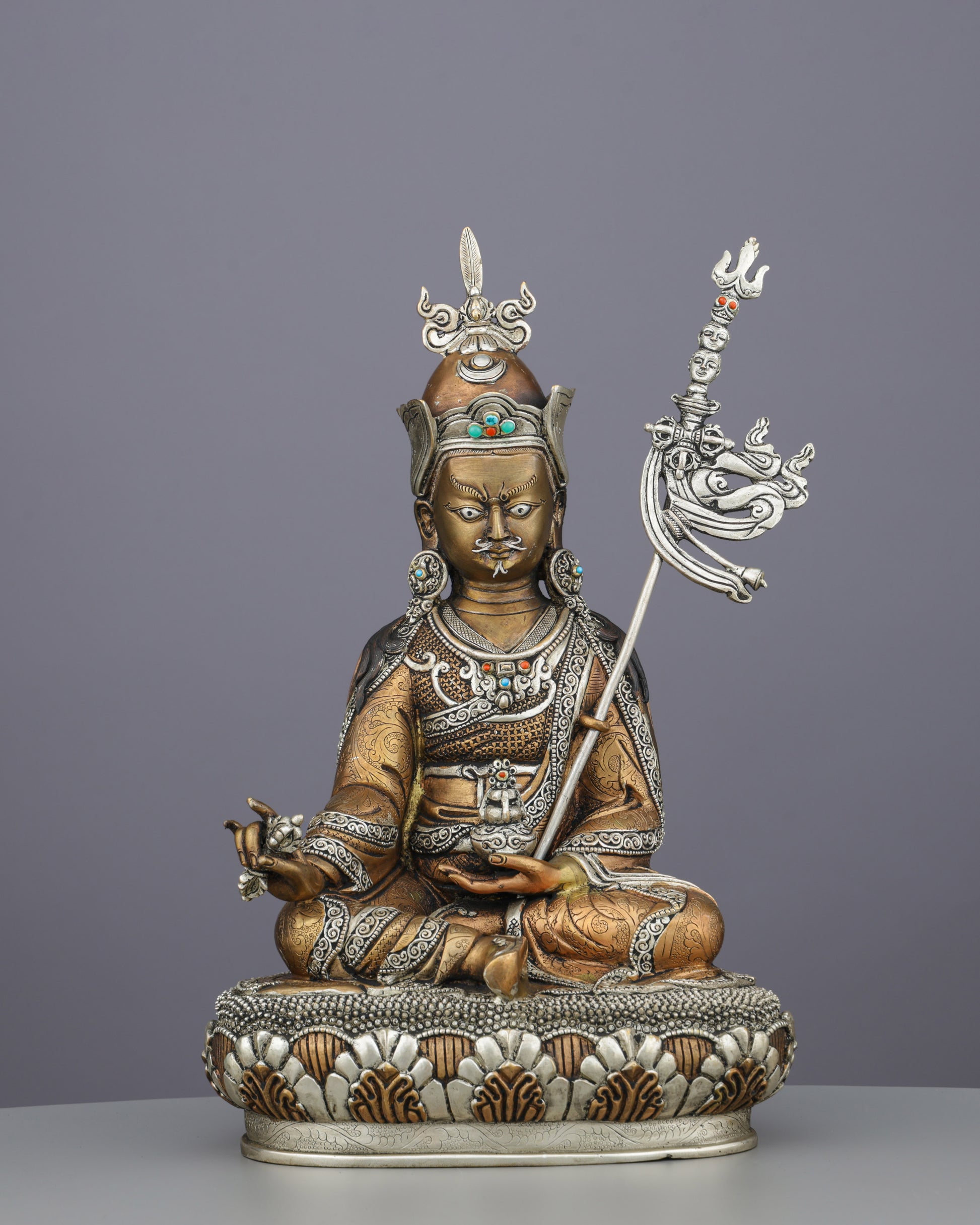 Invoke Divine Protection | Handcrafted Guru Rinpoche Statue - Authentic Handcrafted Statue