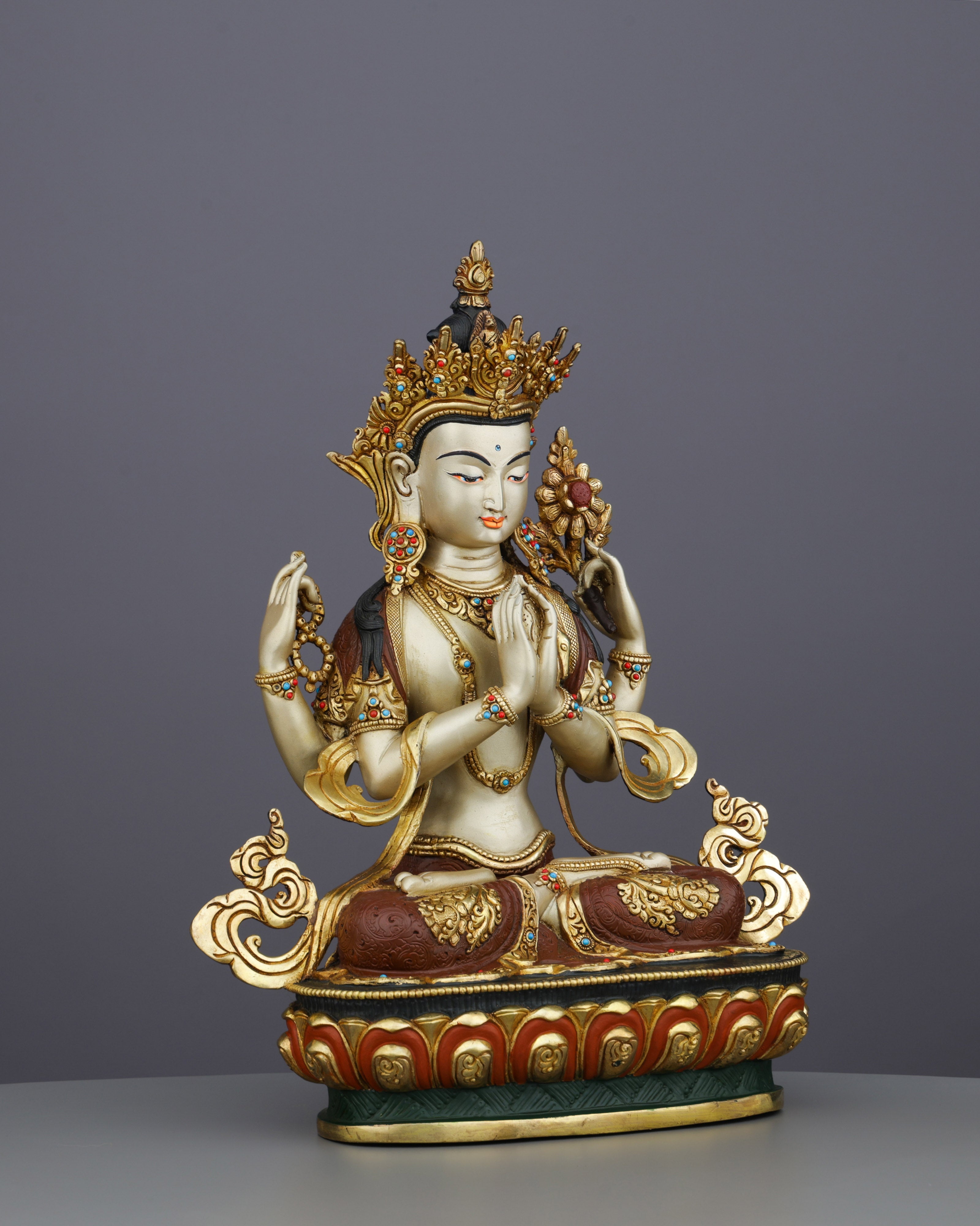 Handcrafted Chengresi Statue | Nepal's Sacred Artistry in Copper