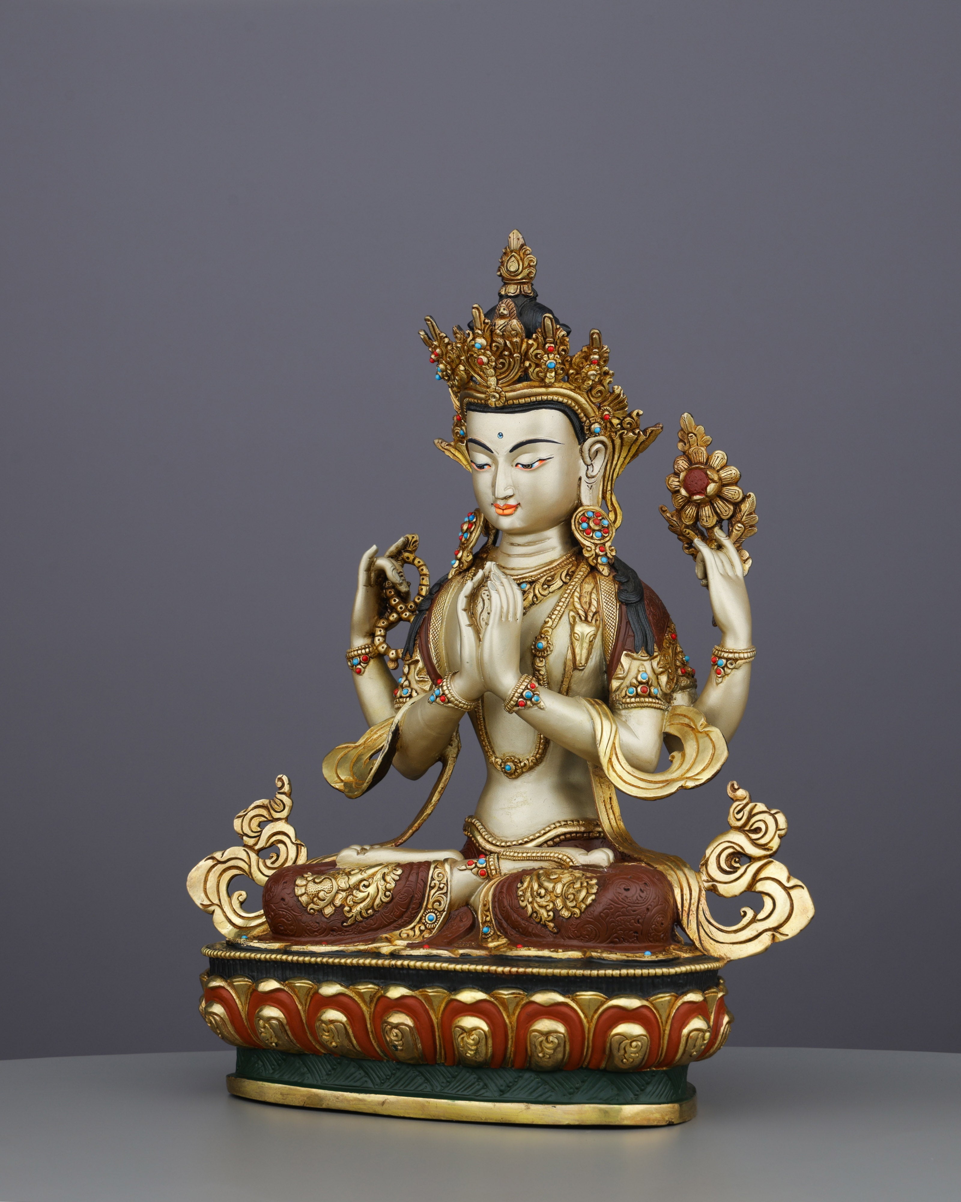 Handcrafted Chengresi Statue | Nepal's Sacred Artistry in Copper