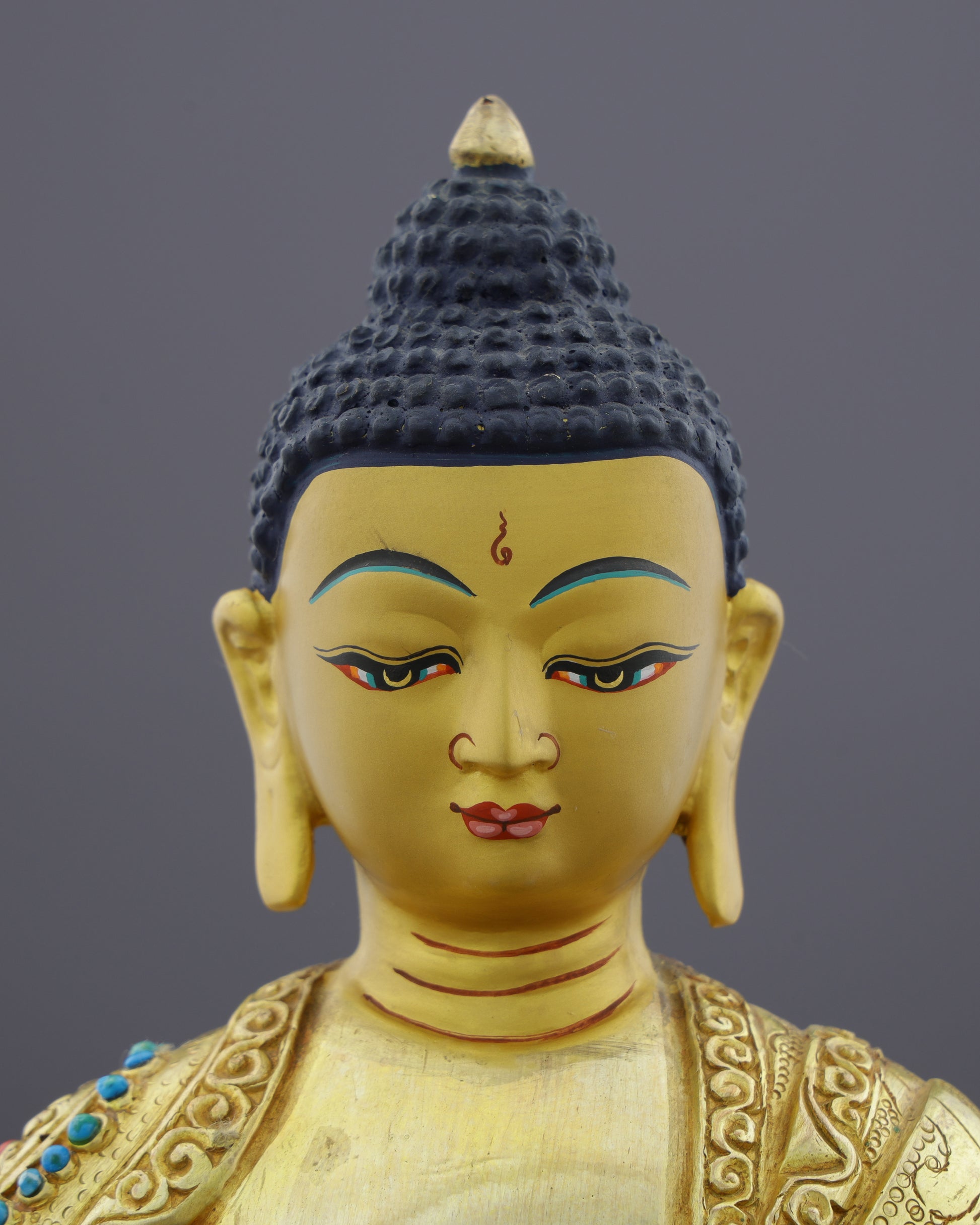 Gilded Serenity | Handcrafted Sakyamuni Buddha Statue - Authentic Handcrafted Statue