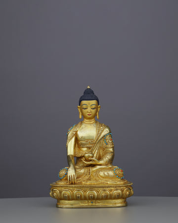 Gilded Serenity | Handcrafted Sakyamuni Buddha Statue