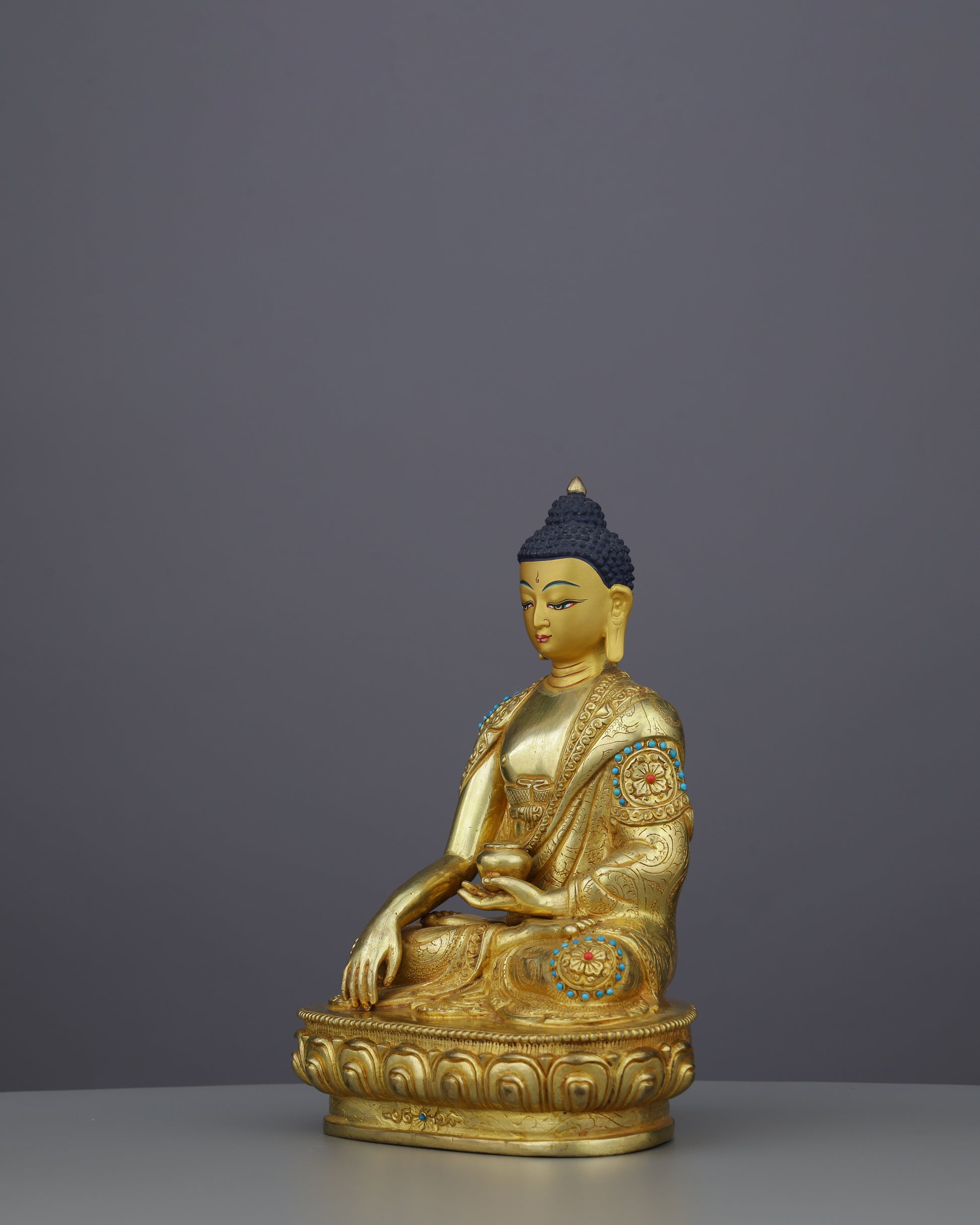 Gilded Serenity | Handcrafted Sakyamuni Buddha Statue - Authentic Handcrafted Statue