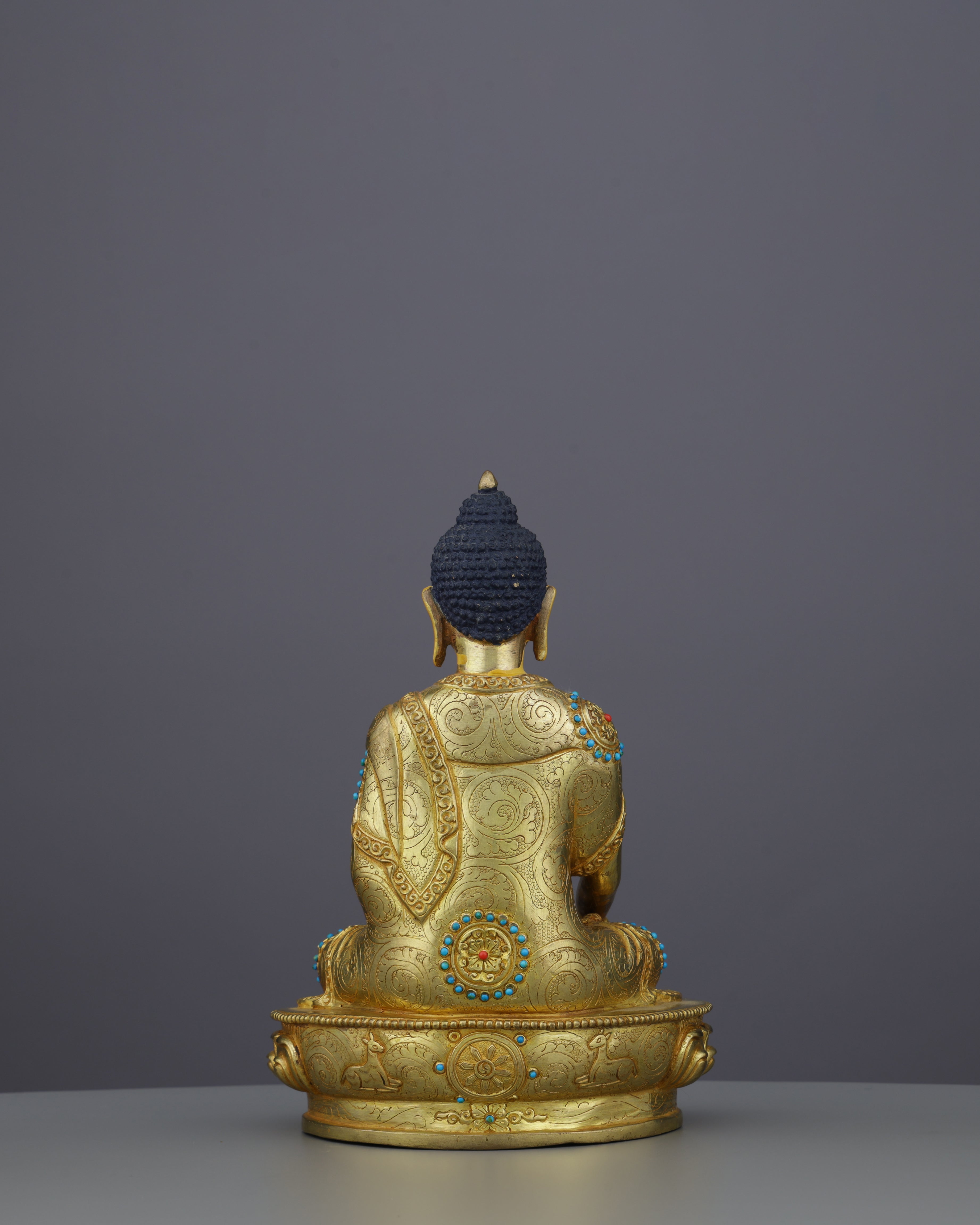 Gilded Serenity | Handcrafted Sakyamuni Buddha Statue