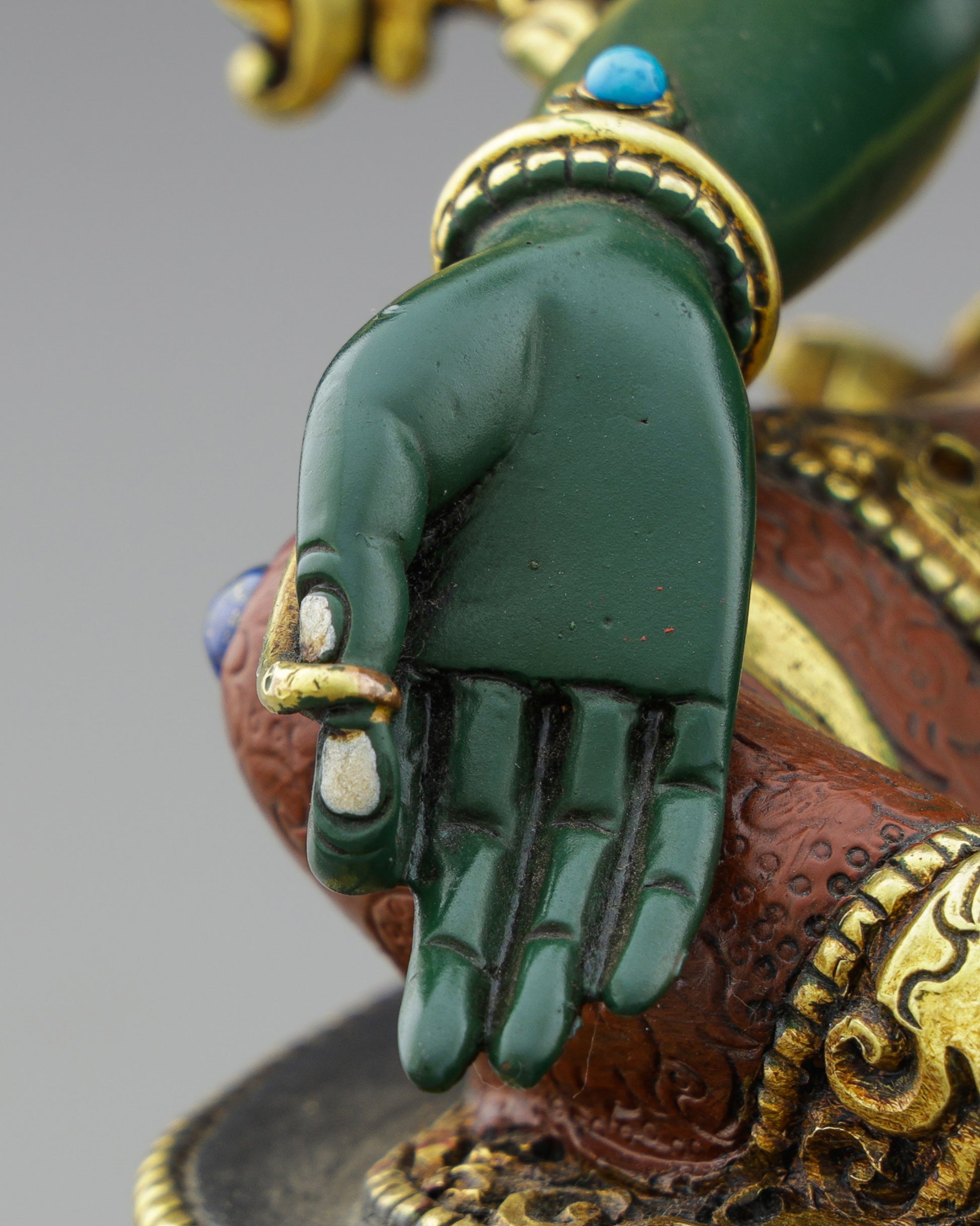 Exquisite Green Tara | Gold-Plated Copper Statue&nbsp; - Authentic Handcrafted Statue