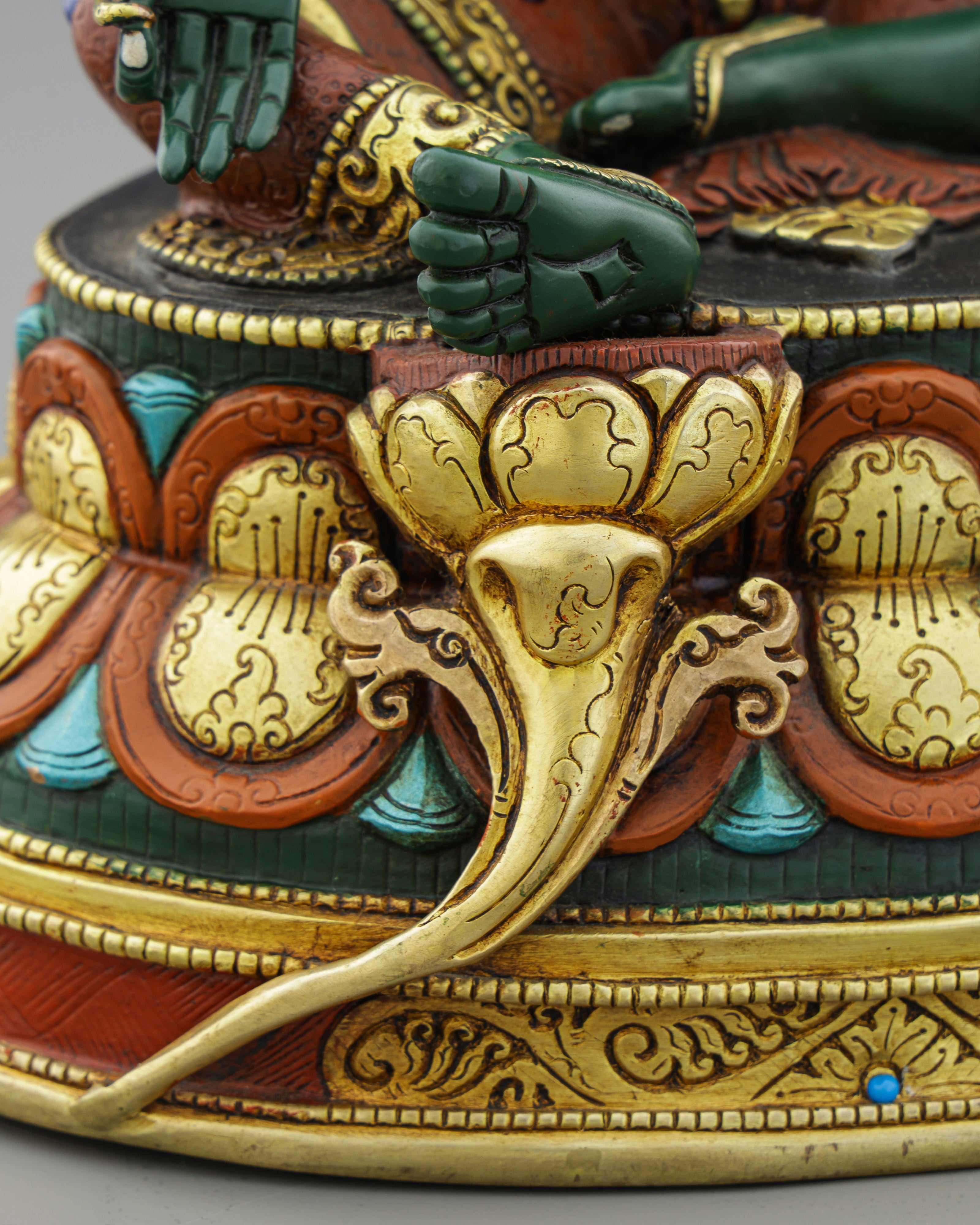 Exquisite Green Tara | Gold-Plated Copper Statue&nbsp;