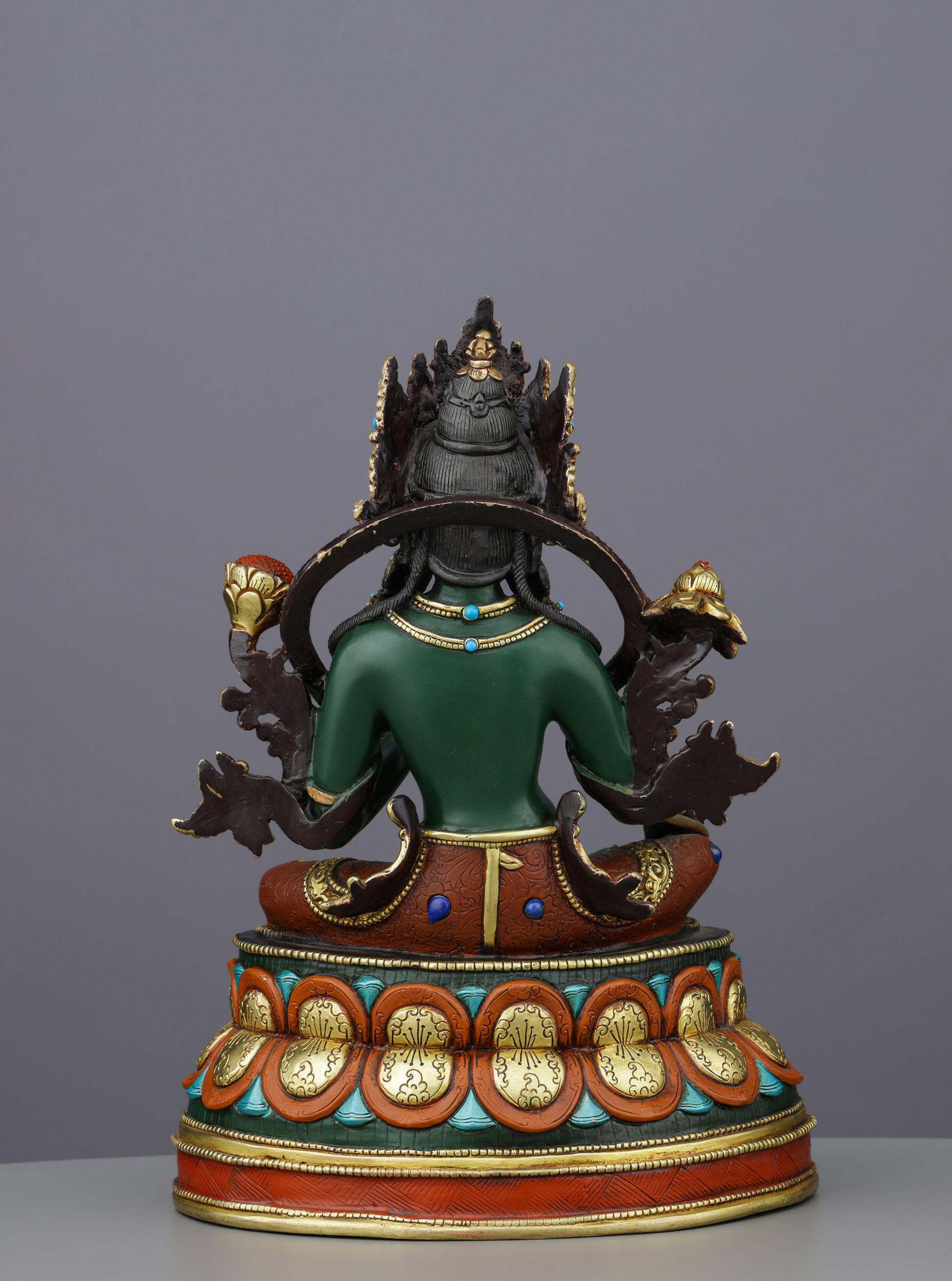 Exquisite Green Tara | Gold-Plated Copper Statue&nbsp; - Authentic Handcrafted Statue