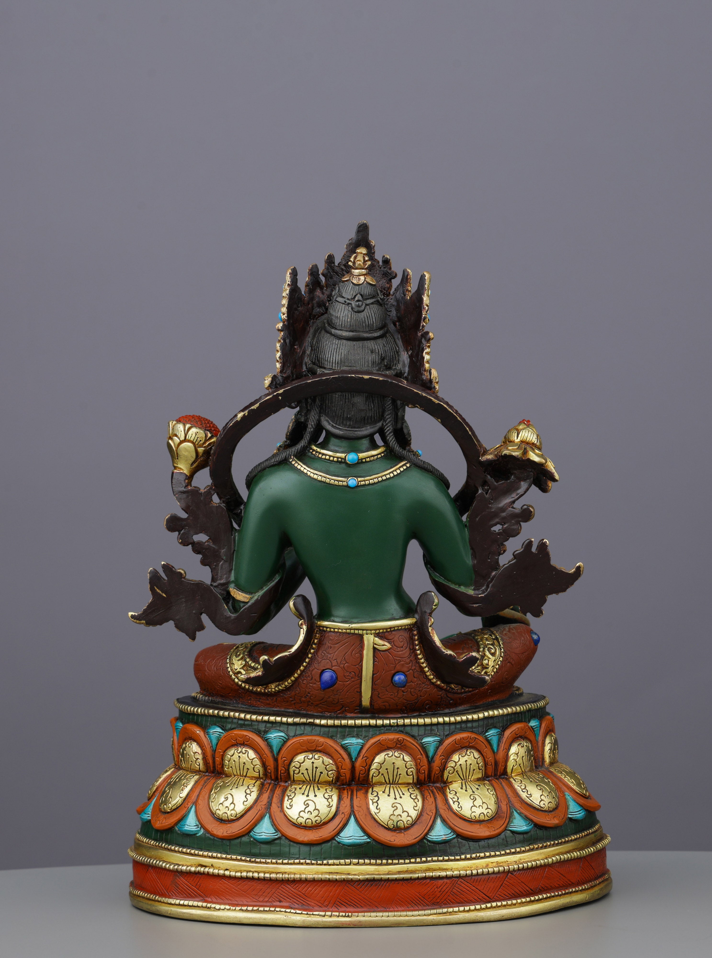 Exquisite Green Tara | Gold-Plated Copper Statue&nbsp;