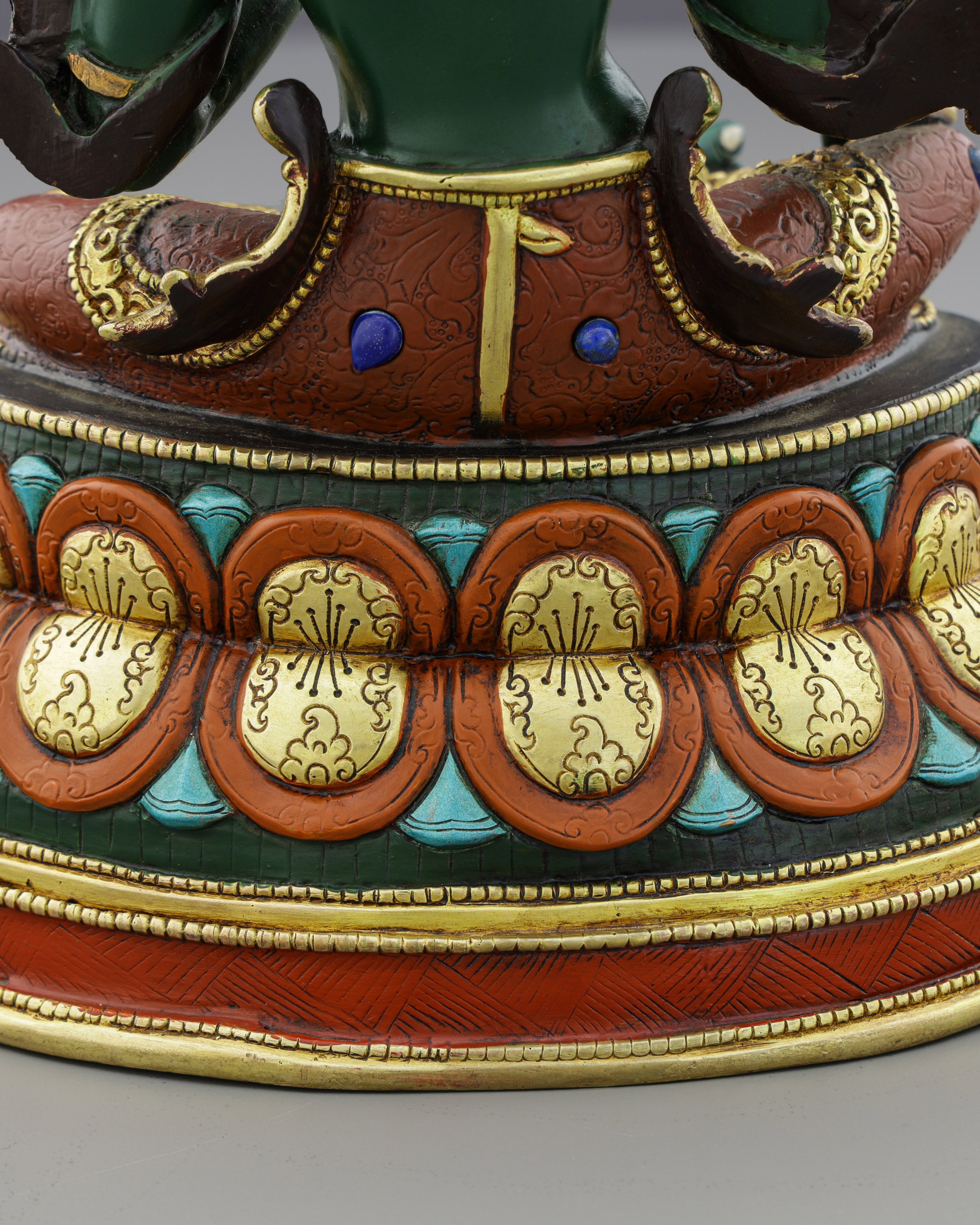 Exquisite Green Tara | Gold-Plated Copper Statue&nbsp;