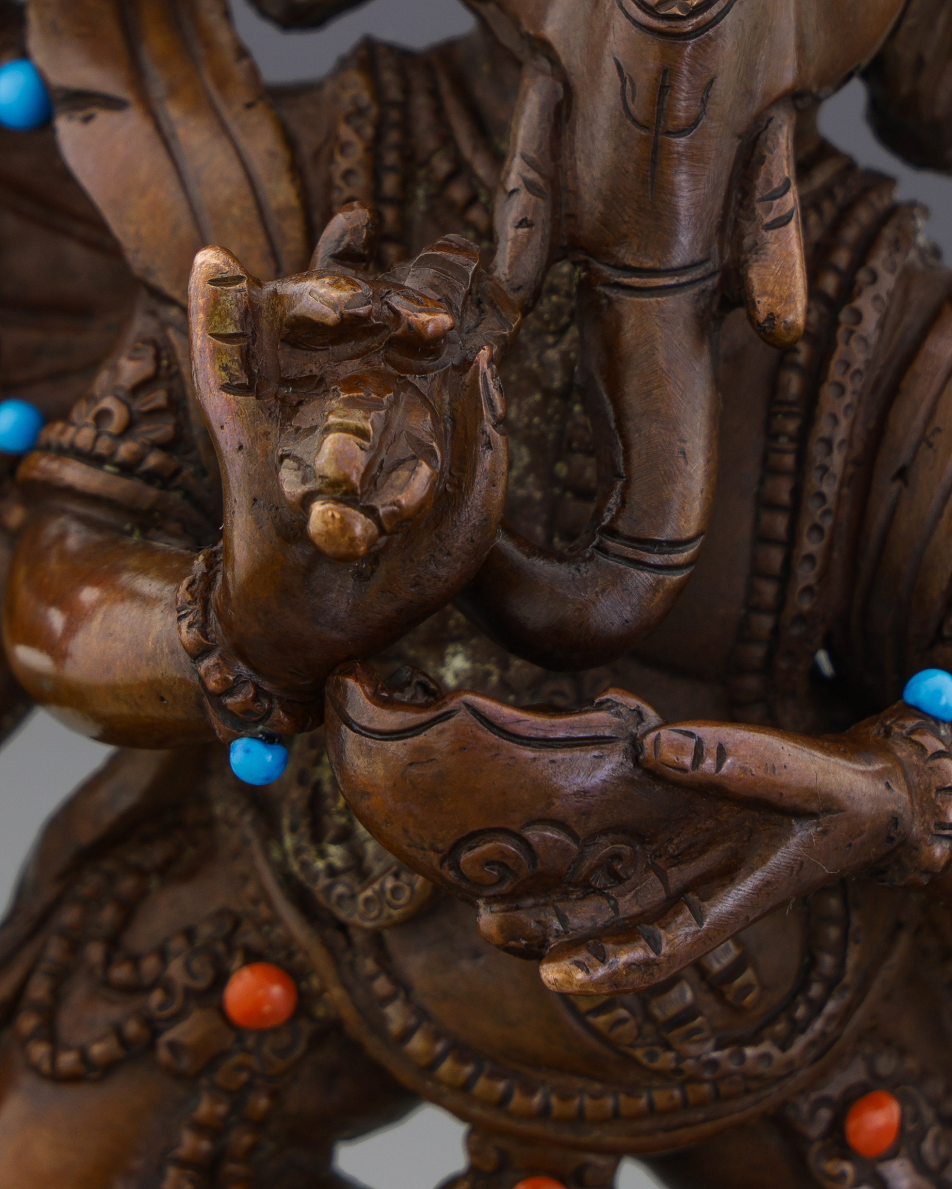 16 Armed Dancing Ganesha | Handcrafted Oxidized Copper Statue