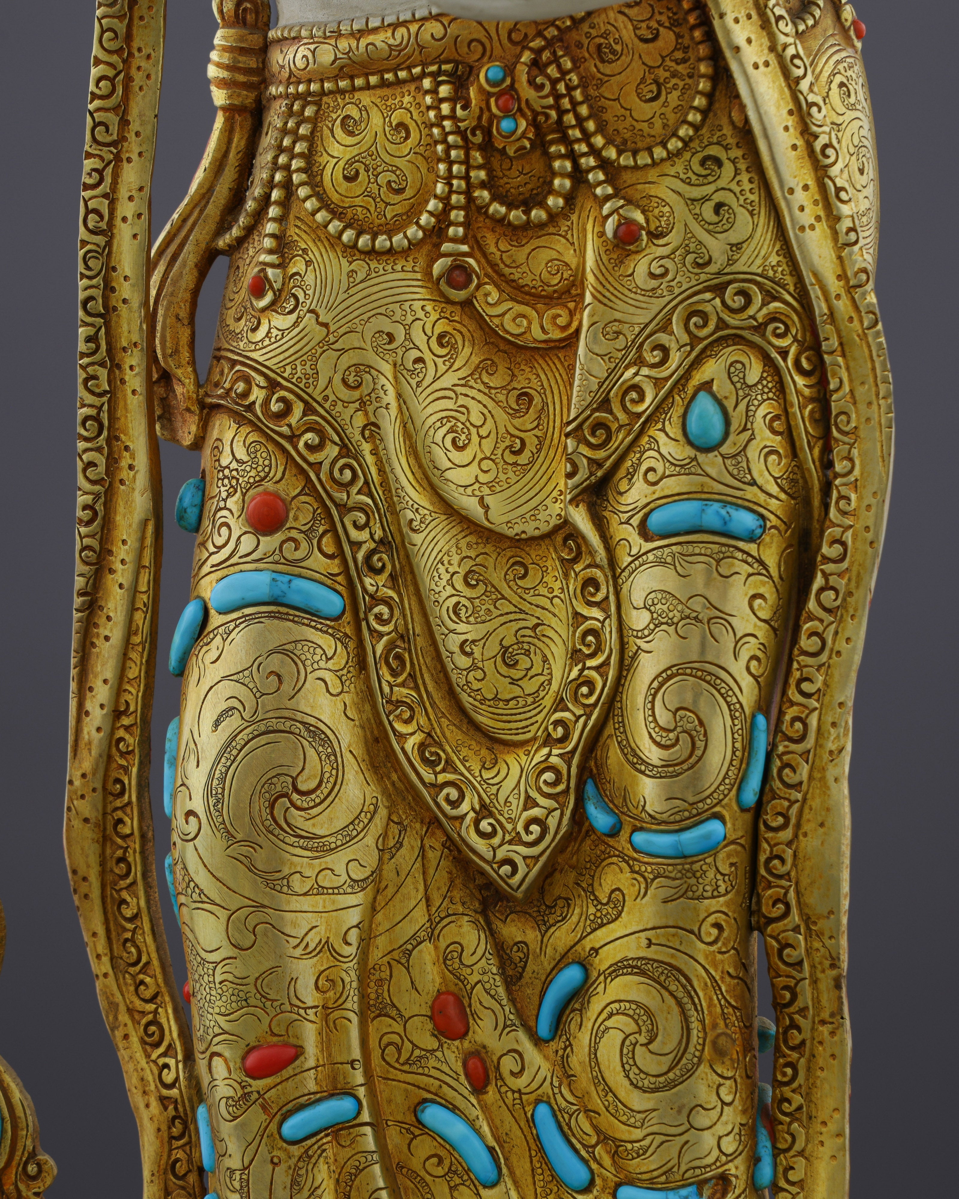 Majestic Vajrasattva | 24K Gold-Gilded Copper Statue with Precious Gemstone Inlays