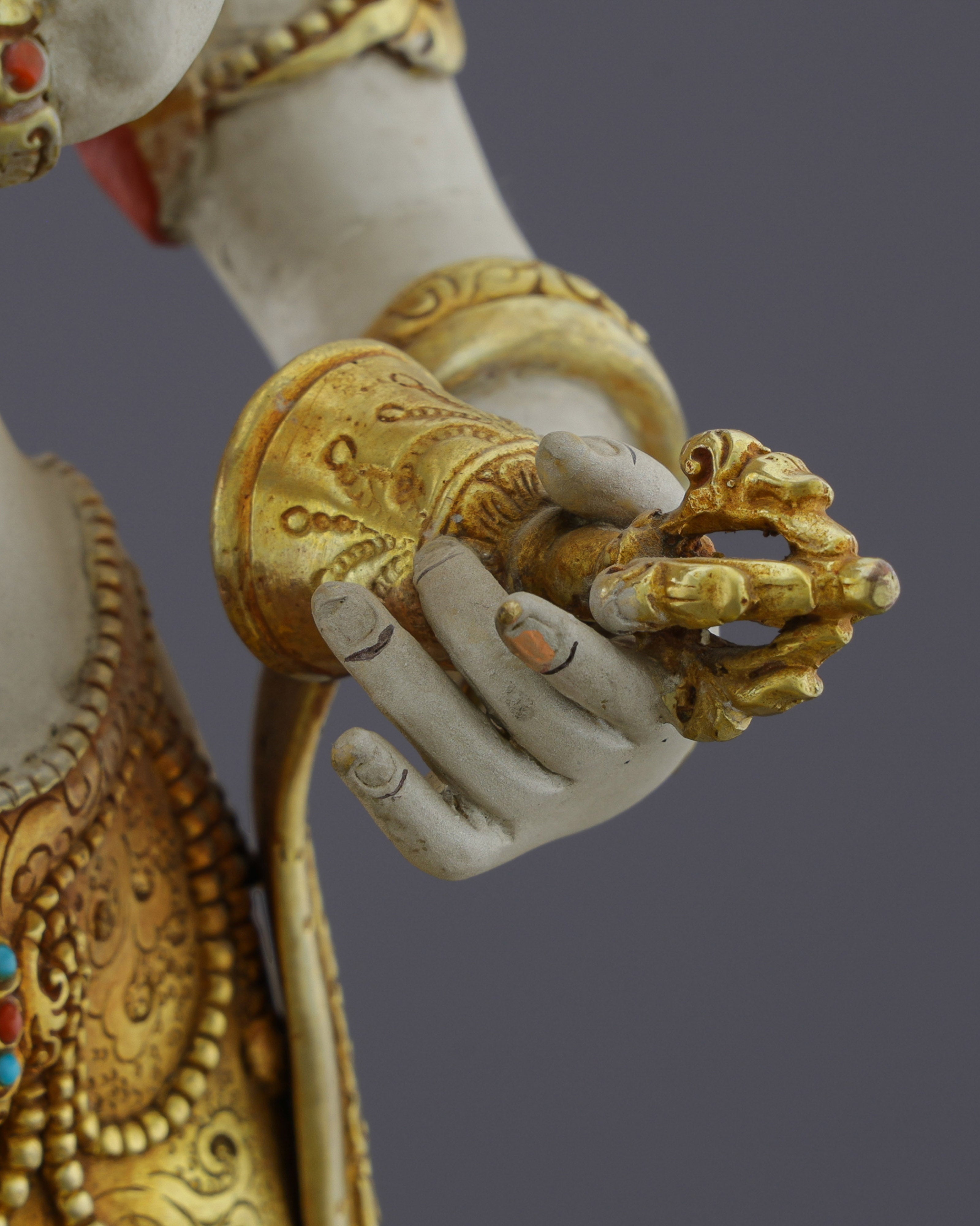 Majestic Vajrasattva | 24K Gold-Gilded Copper Statue with Precious Gemstone Inlays