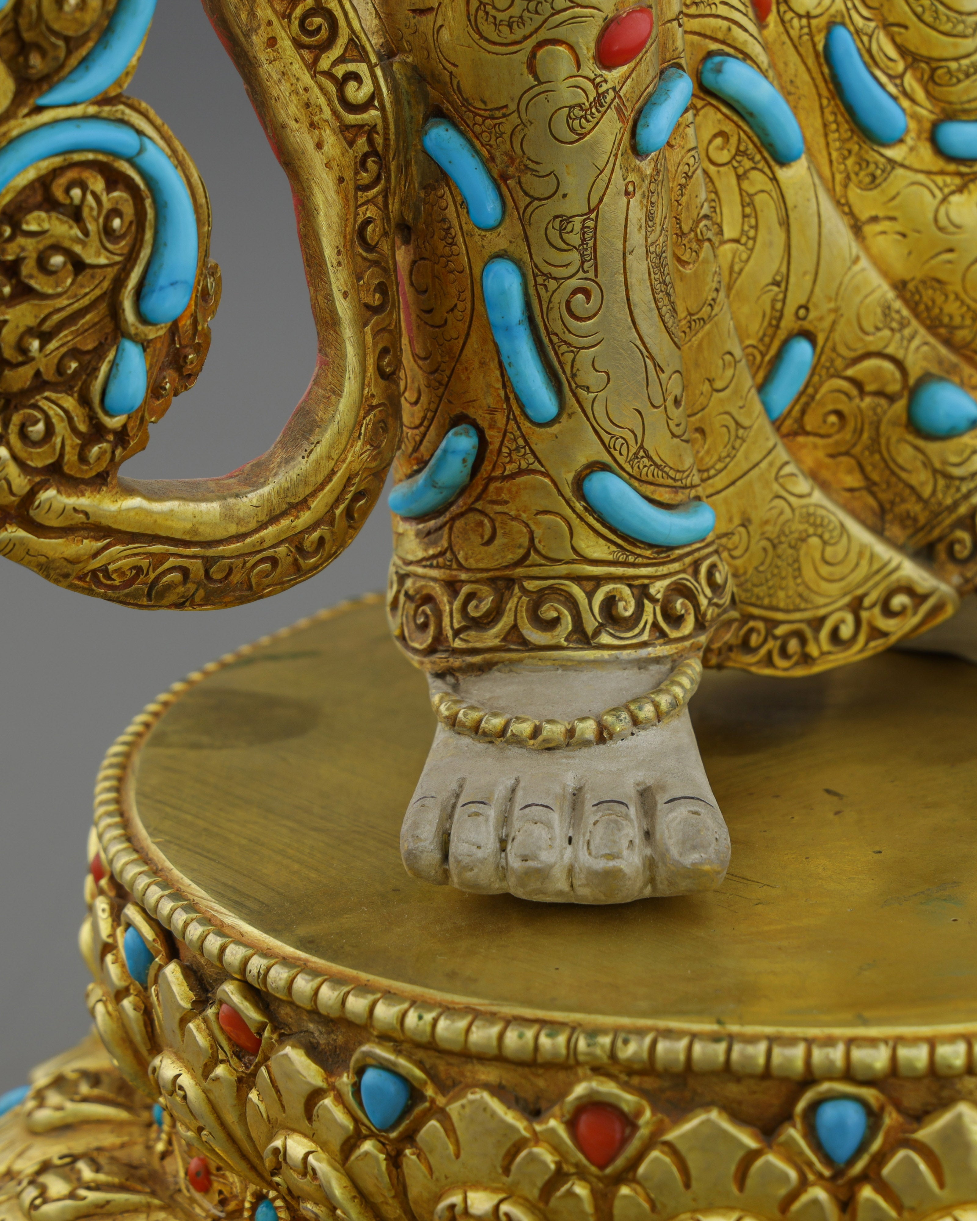 Majestic Vajrasattva | 24K Gold-Gilded Copper Statue with Precious Gemstone Inlays